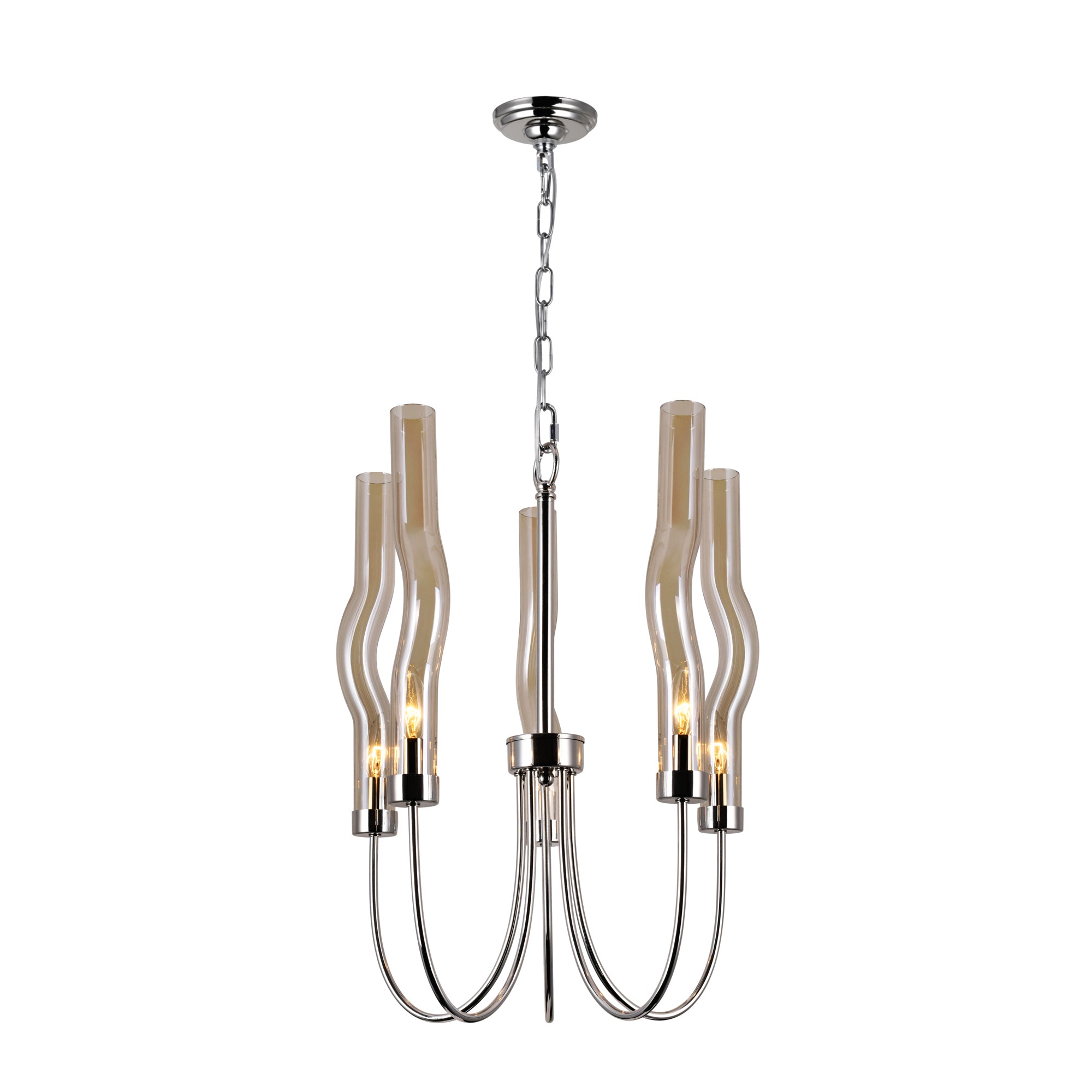Meduse 5 Light Nickel Chandelier Polished Finish