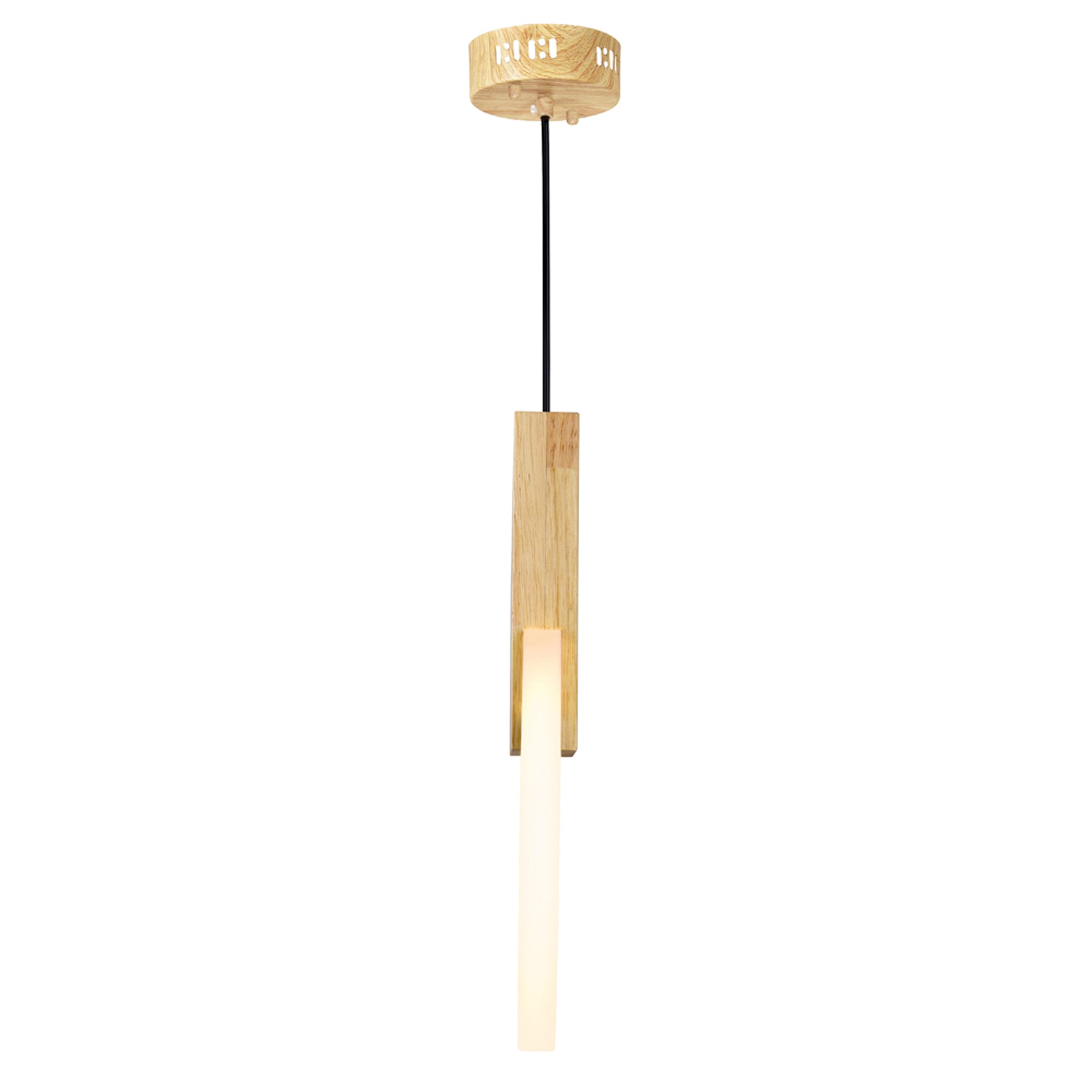 Anello Integrated LED 8in White Pendant Light White Oak