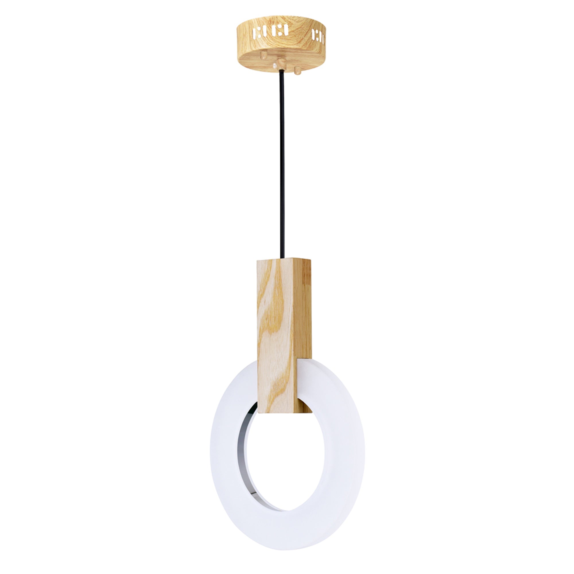 Anello Integrated LED 8in White Pendant Light White Oak