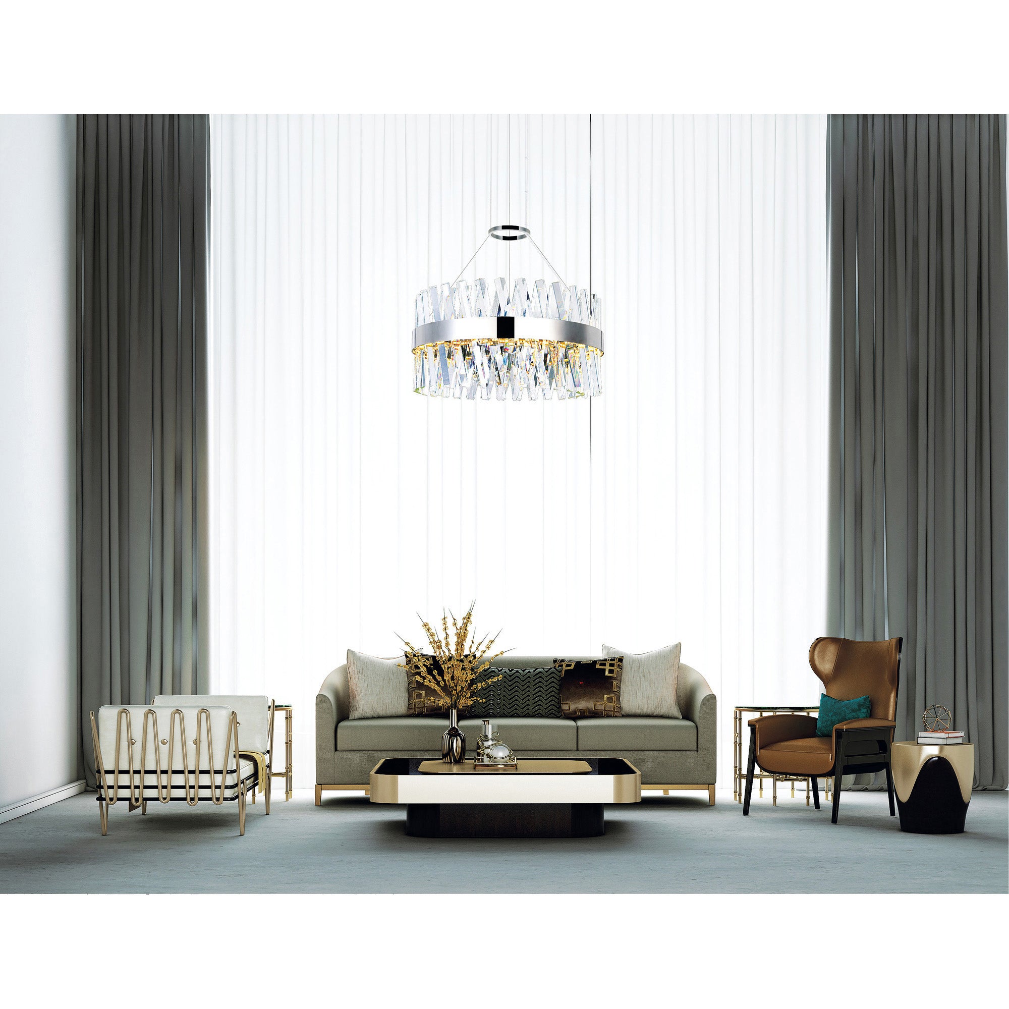 Glace Chandeliers Chrome Integrated LED