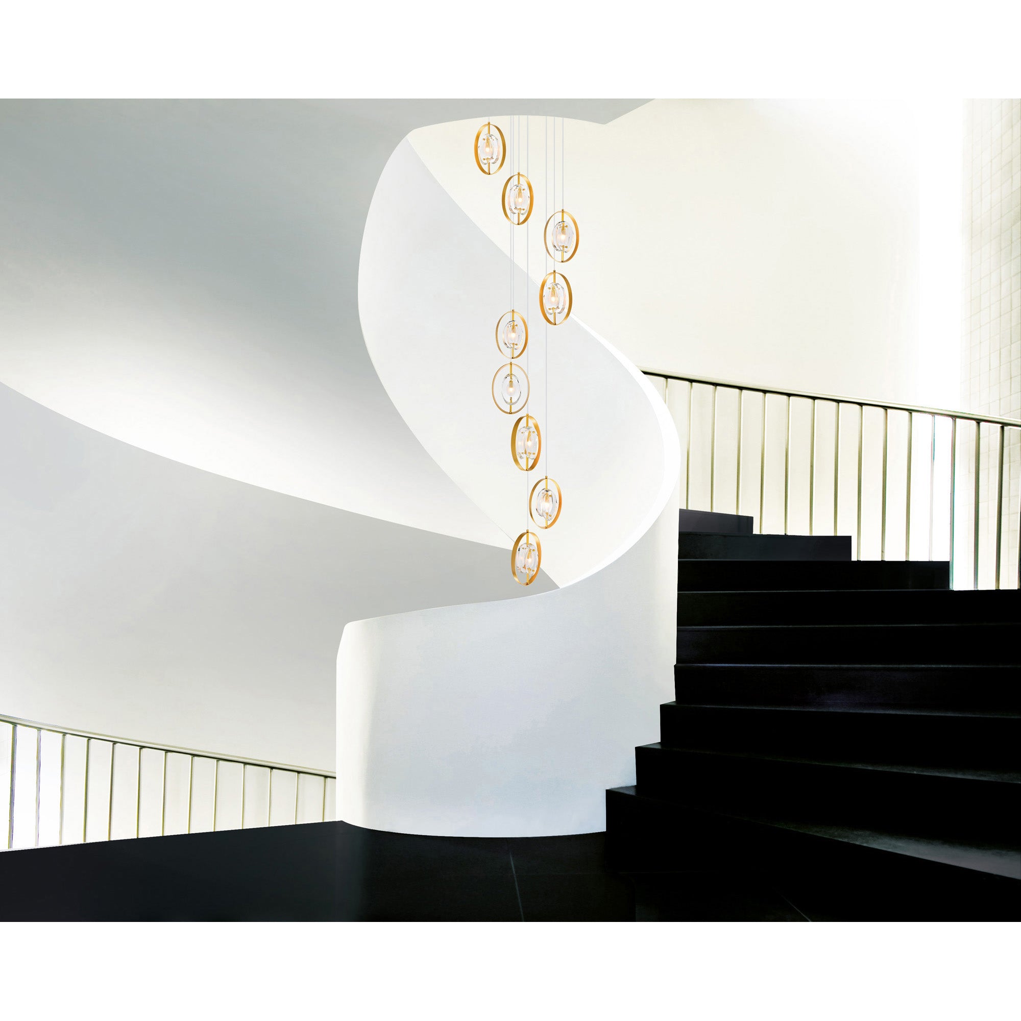 Iris 9 Light Gold Pendant Light Sun Gold Finish