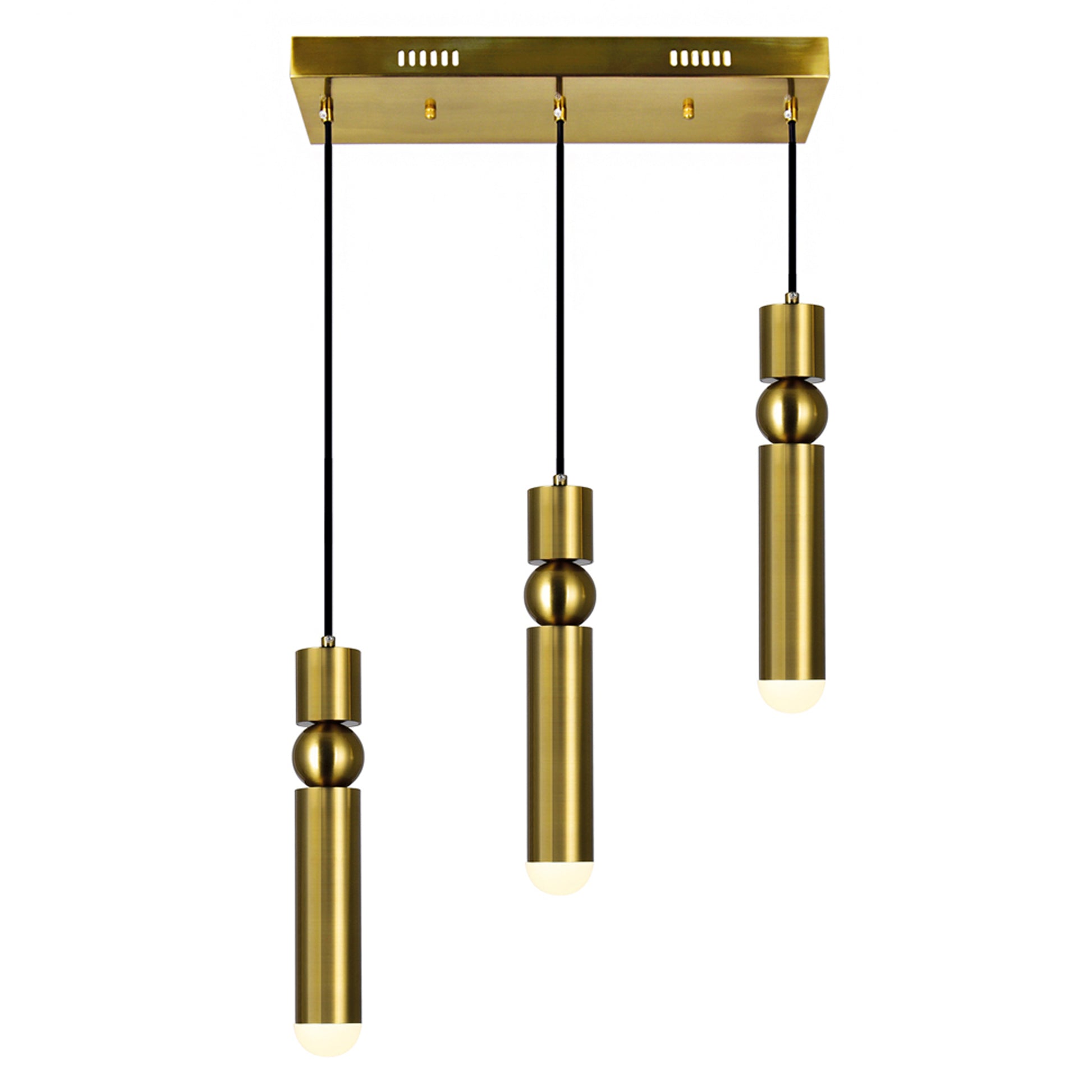 Chime 3 Light Brass Chandelier Integrated LED