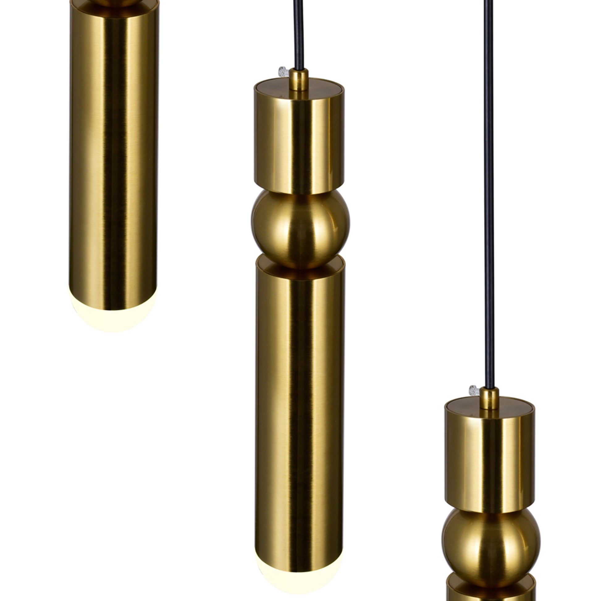 Chime 3 Light Brass Chandelier Integrated LED