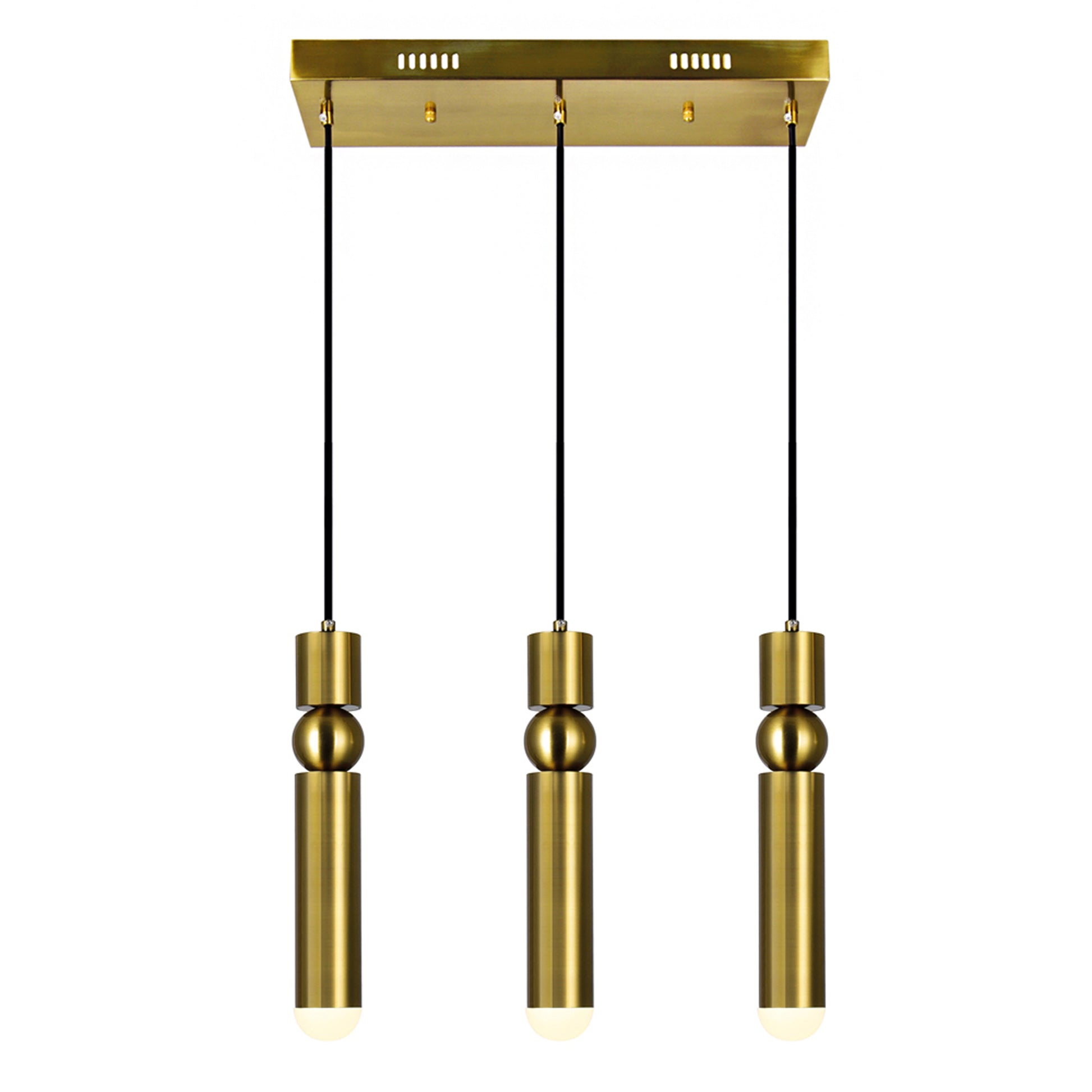 Chime 3 Light Brass Chandelier Integrated LED