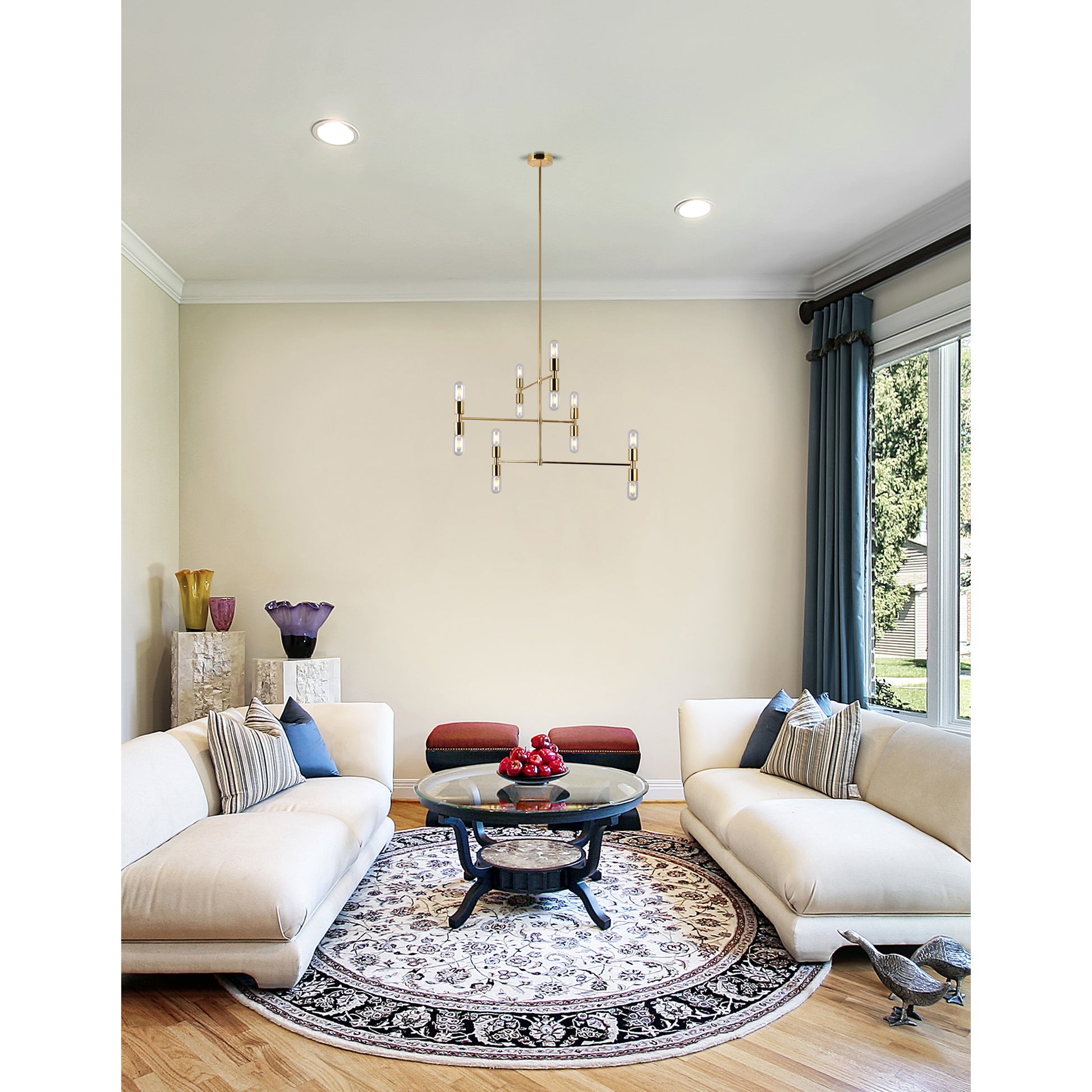 Hand Crank 12 Light Gold Chandelier Medallion Finish