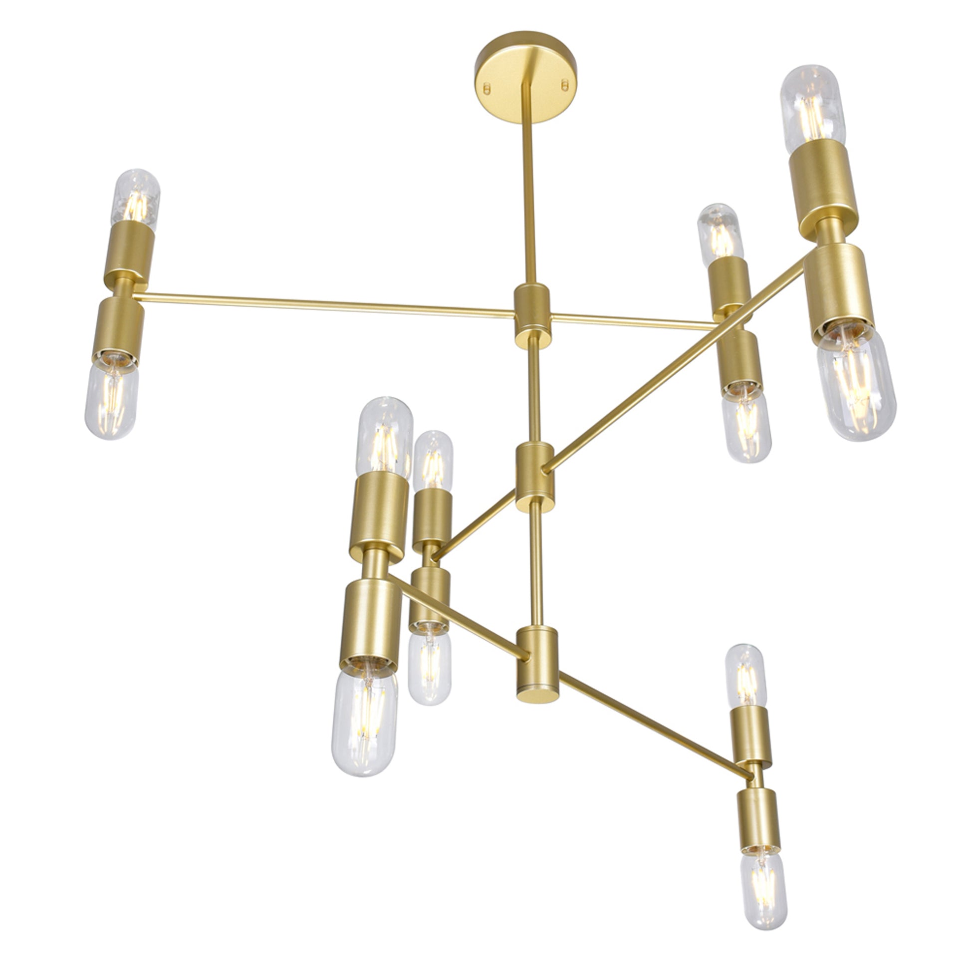 Hand Crank 12 Light Gold Chandelier Medallion Finish
