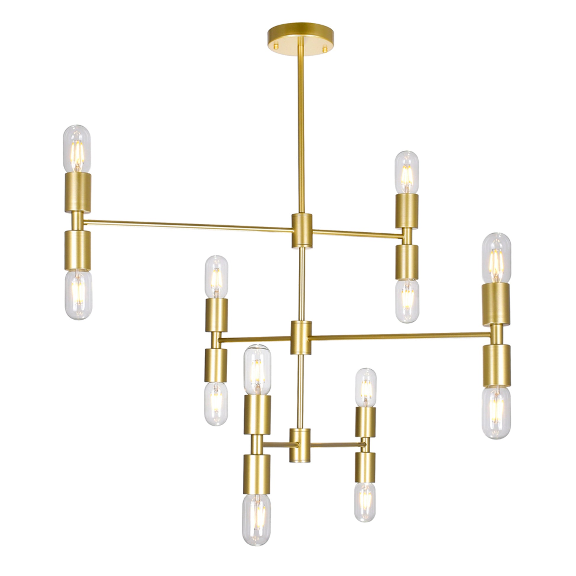 Hand Crank 12 Light Gold Chandelier Medallion Finish