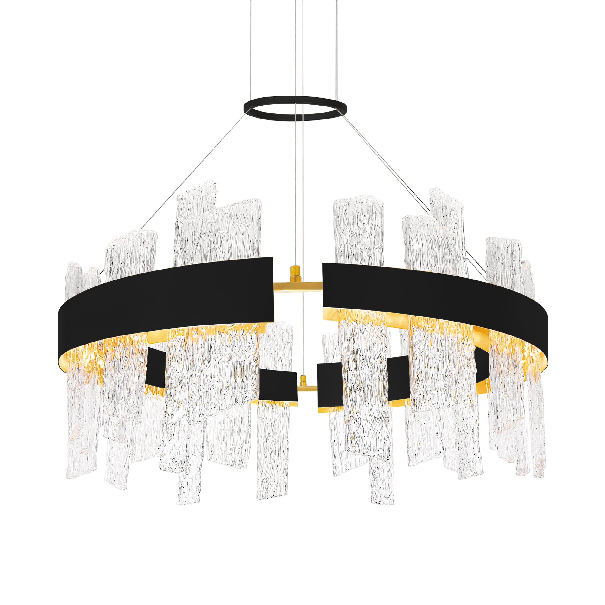 Guadiana Chandeliers 32in Black Satin Gold