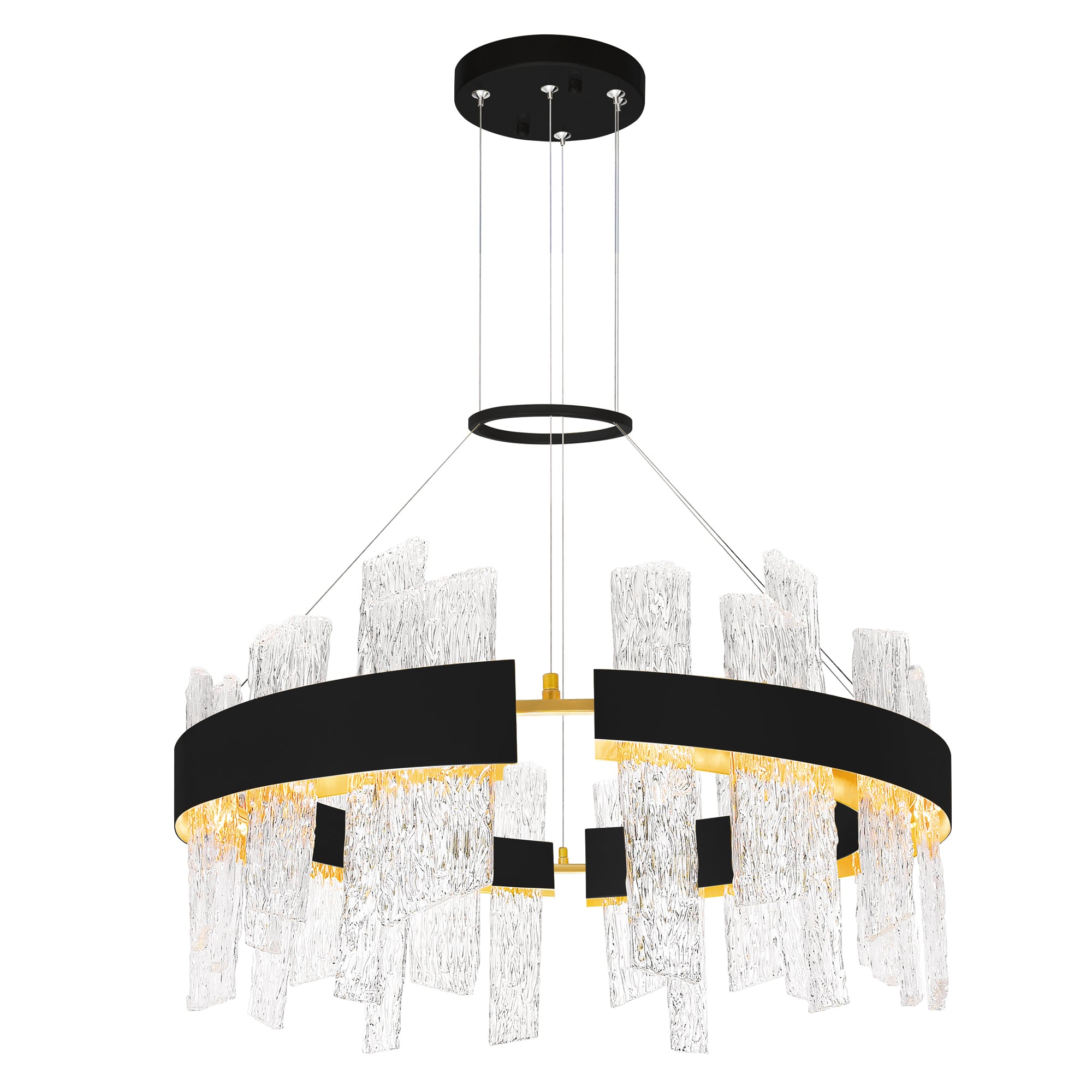 Guadiana Chandeliers 32in Black Satin Gold