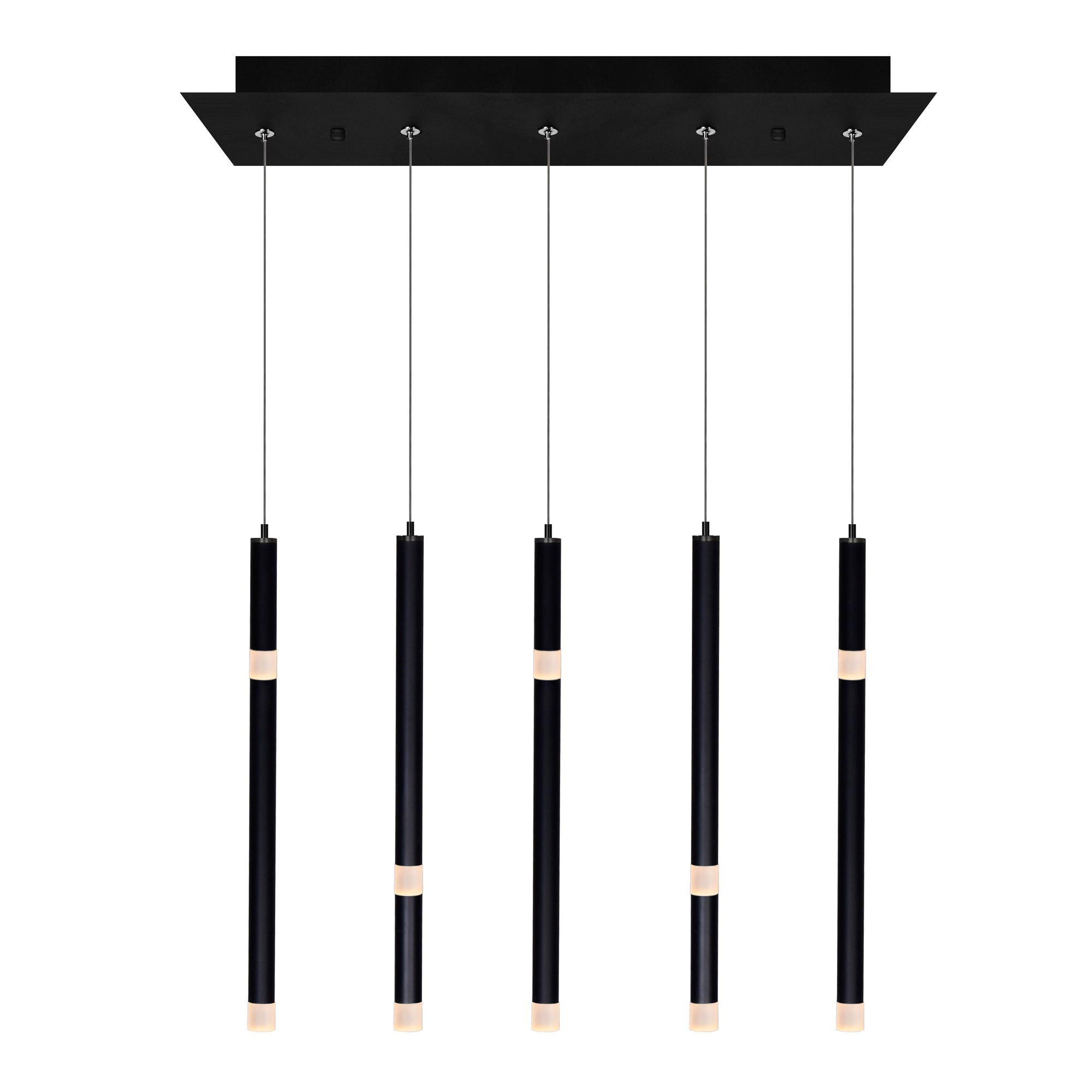 Flute 5 Light LED Black Chandelier