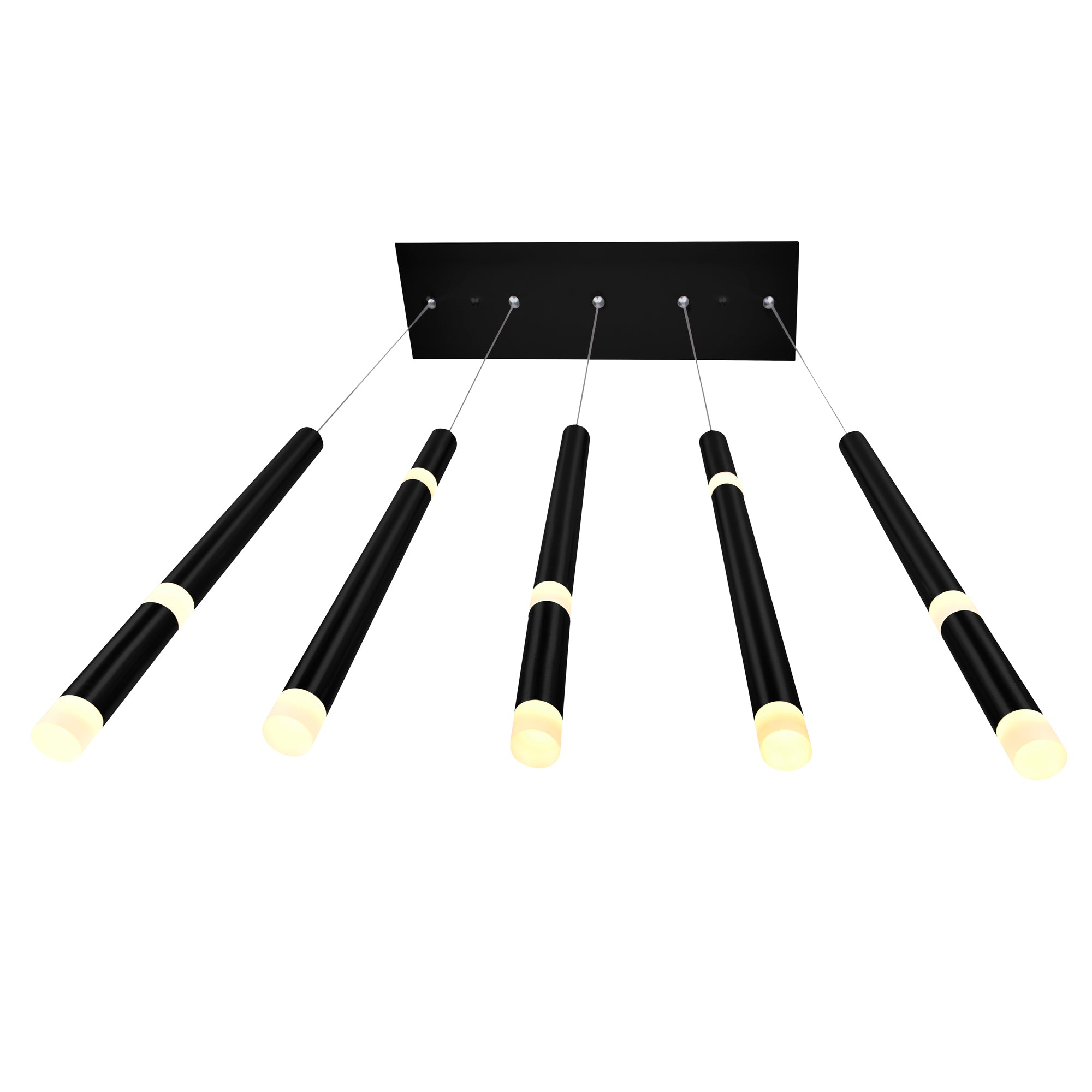 Flute 5 Light LED Black Chandelier