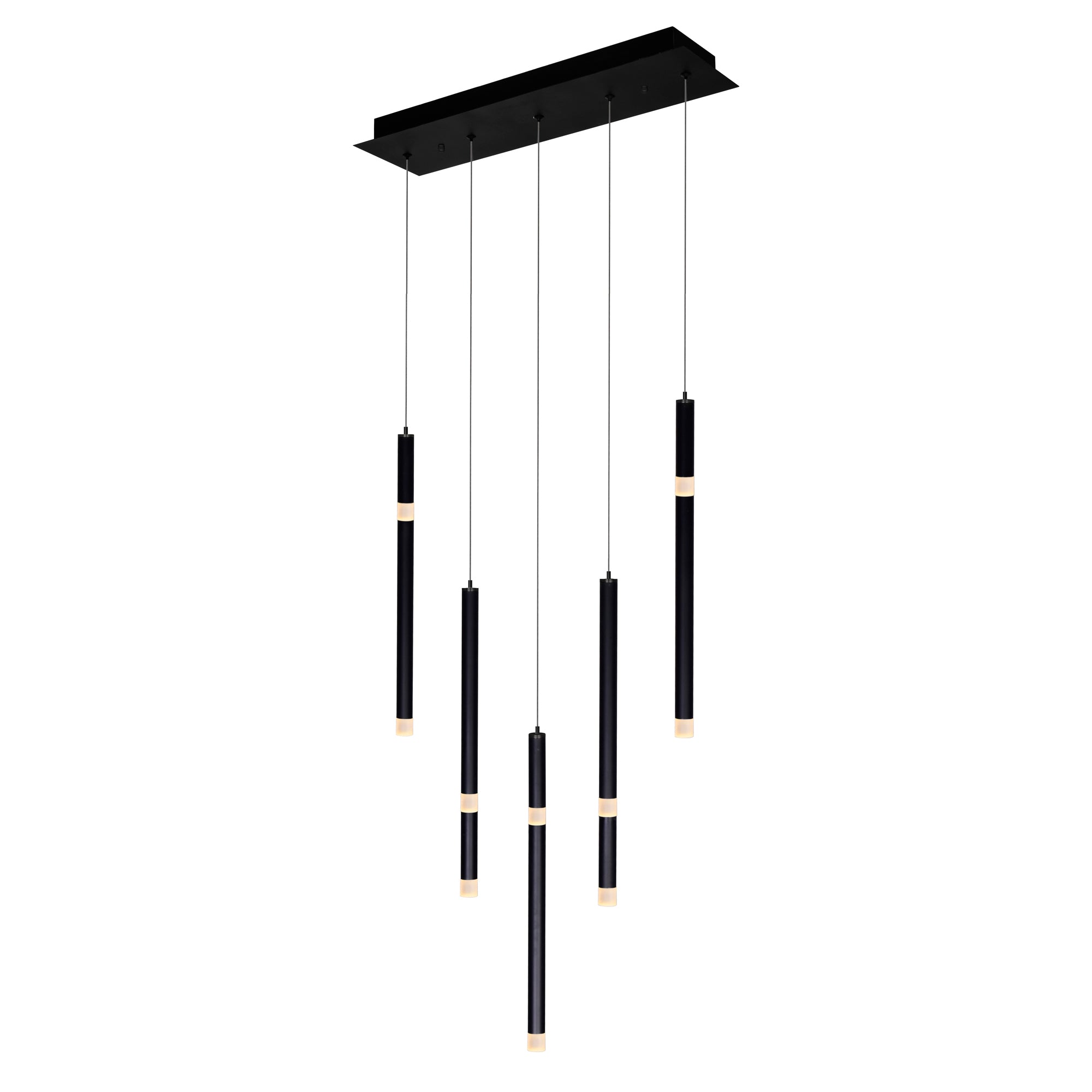 Flute 5 Light LED Black Chandelier