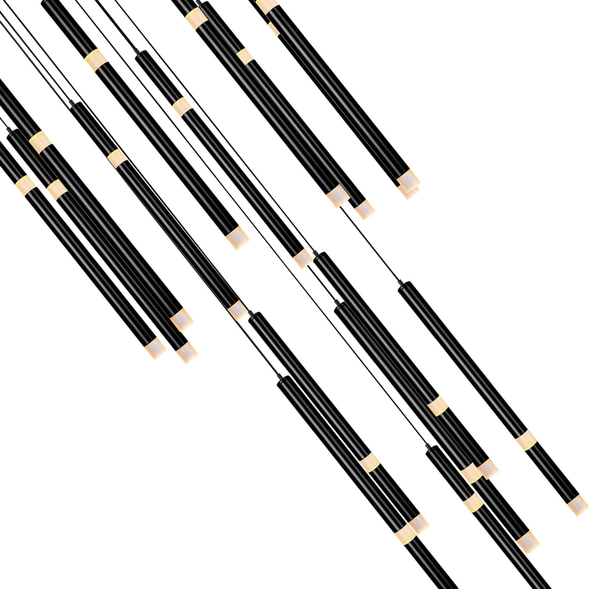 Flute Chandeliers 16-Light Black Finish