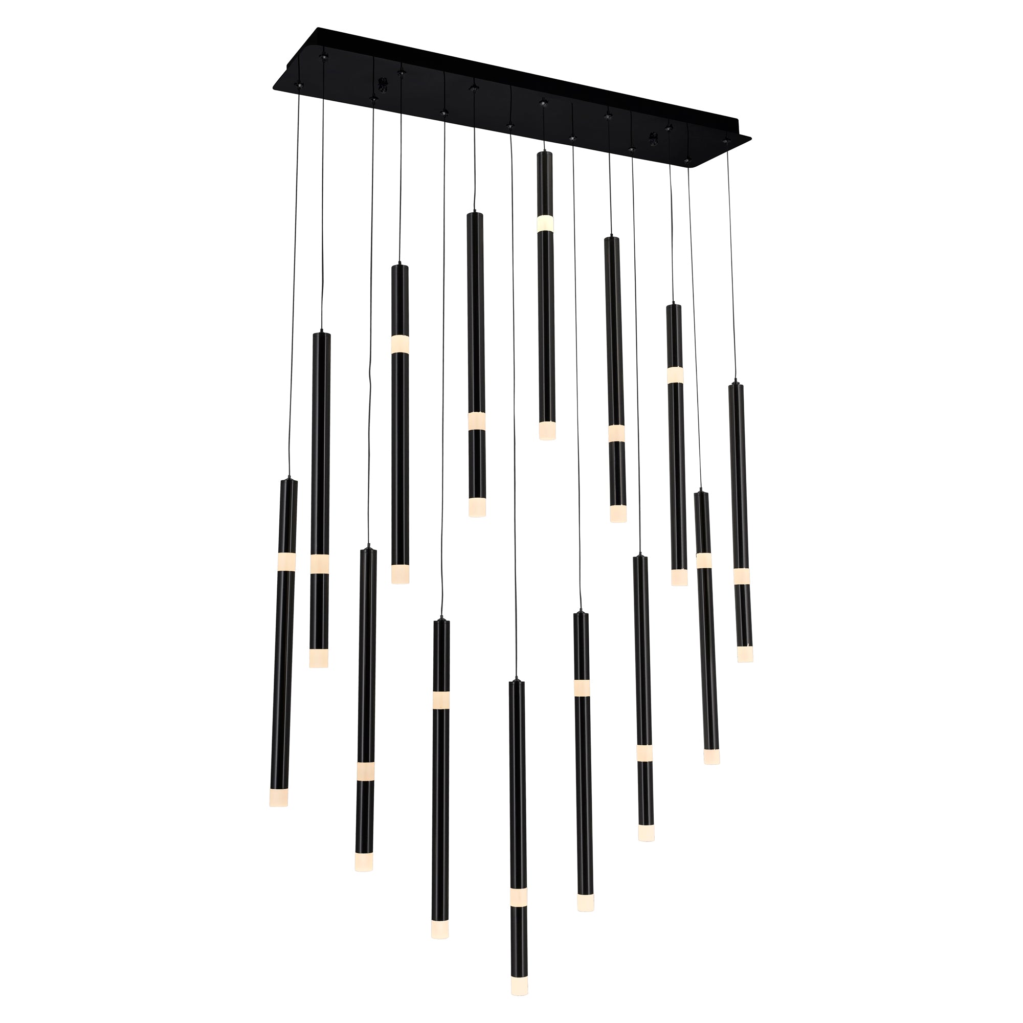 Flute Chandeliers 14 Light Integrated LED Black