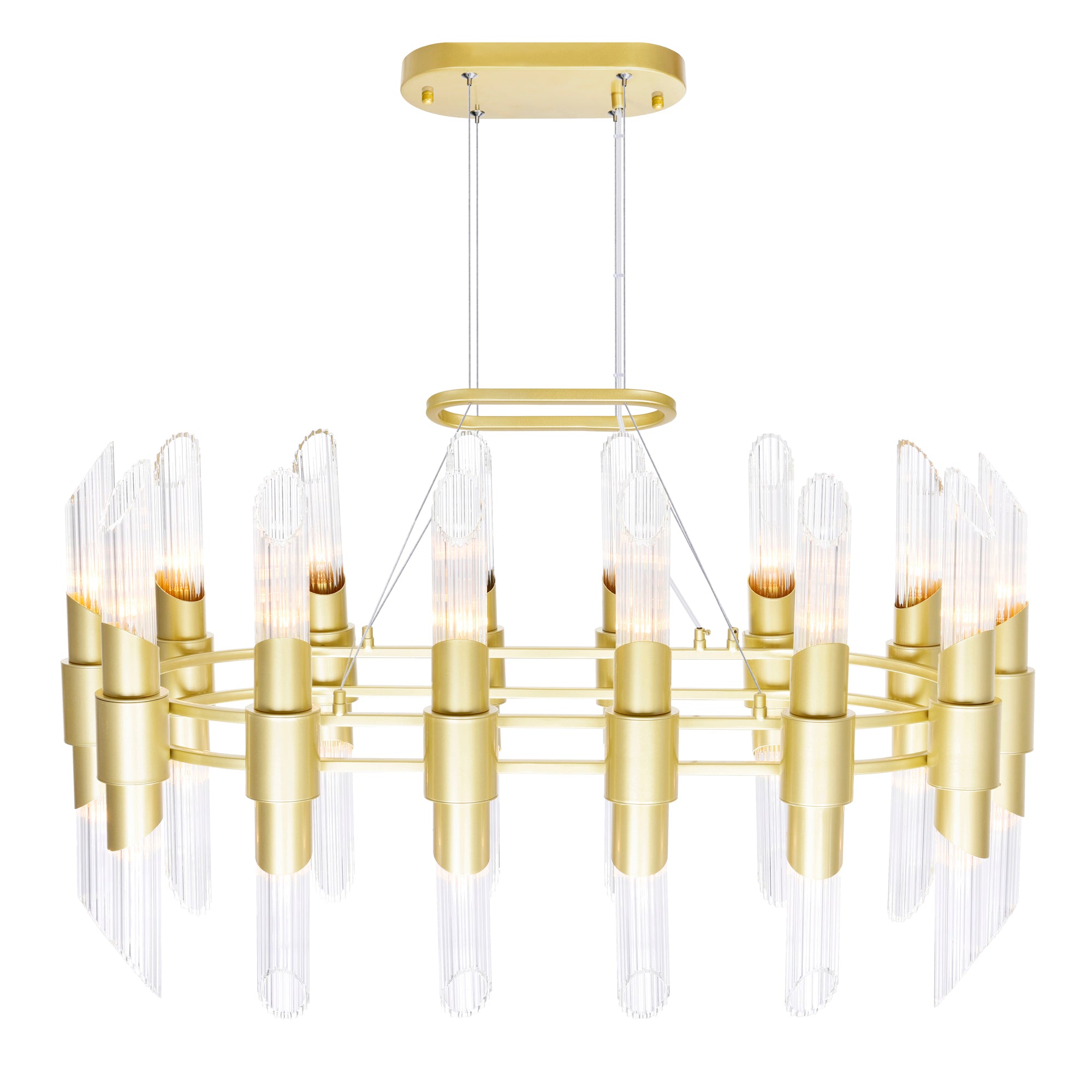 Croissant 28 Light Gold Chandelier With Satin Gold Finish