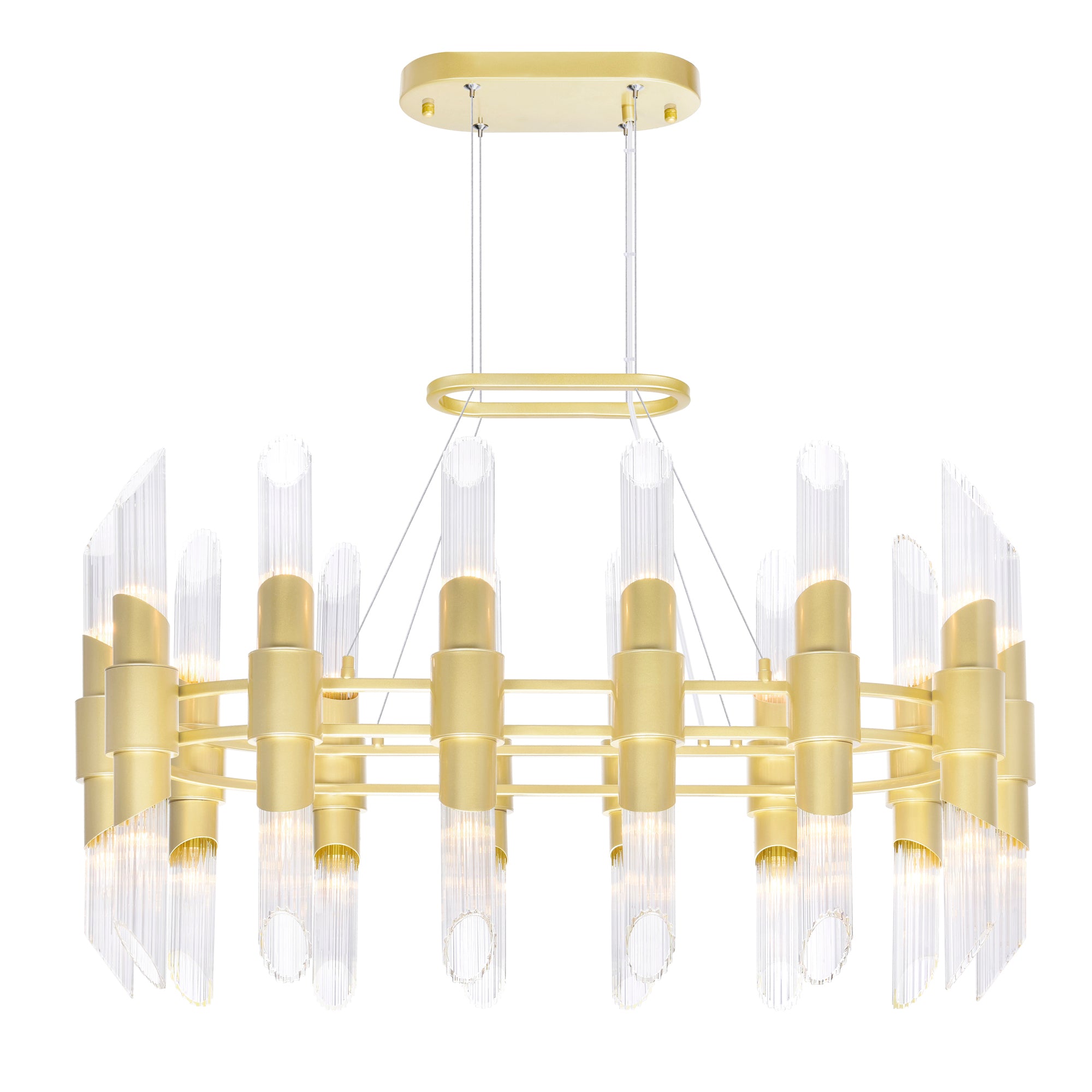 Croissant 28 Light Gold Chandelier With Satin Gold Finish