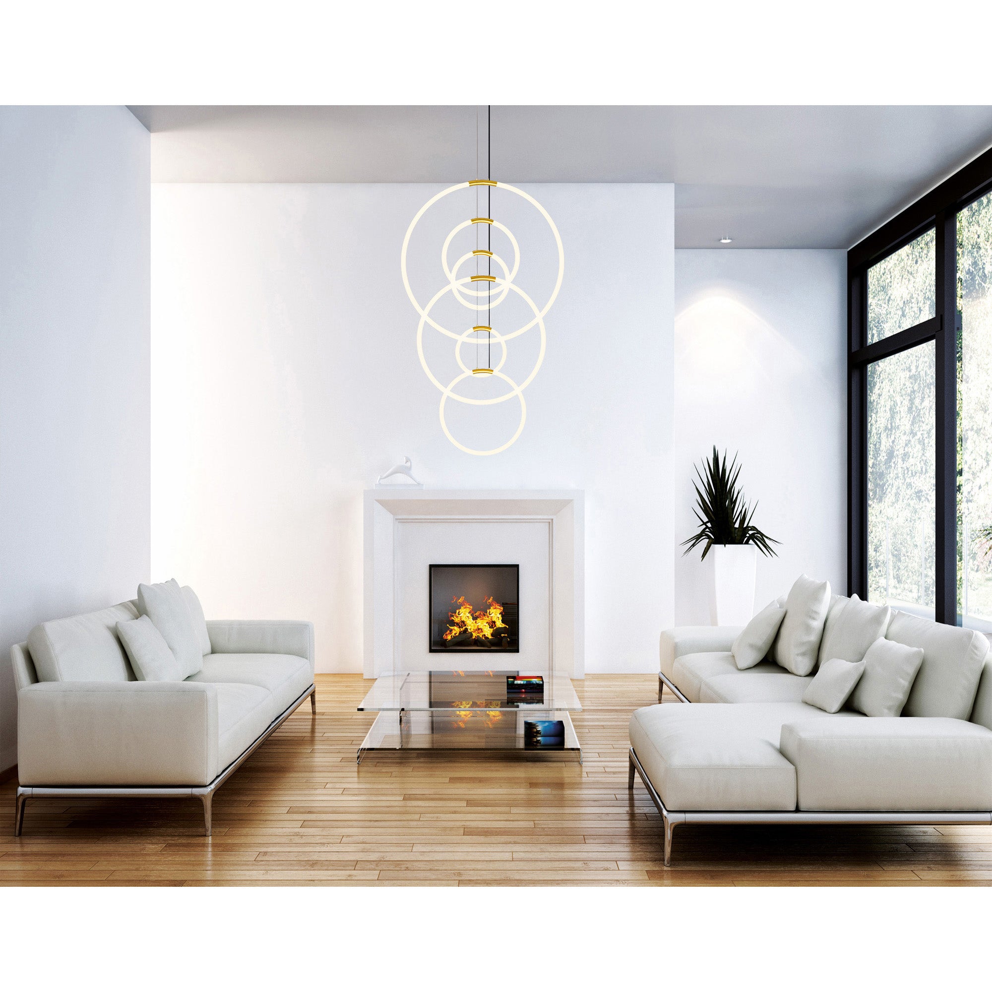 Hoops Chandeliers Satin Gold 6 Lights