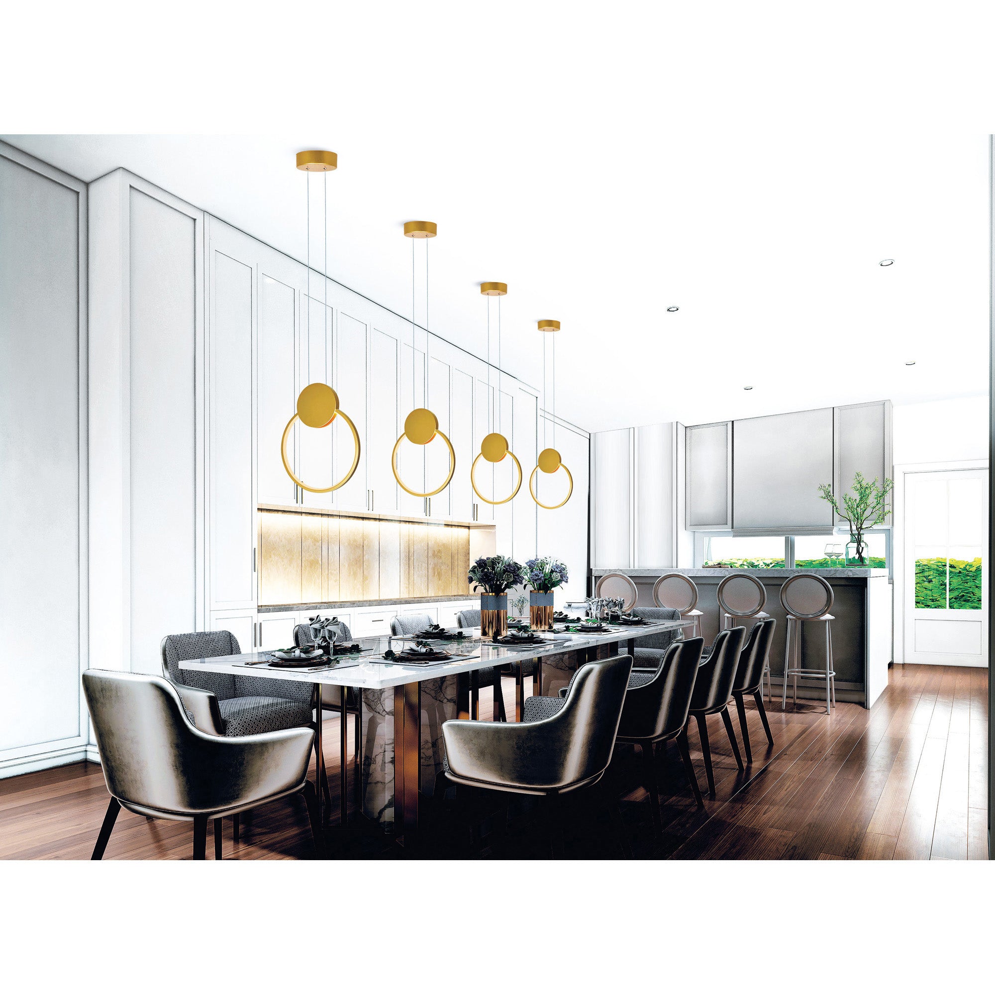 Pulley 10in Gold Mini Pendant Integrated LED