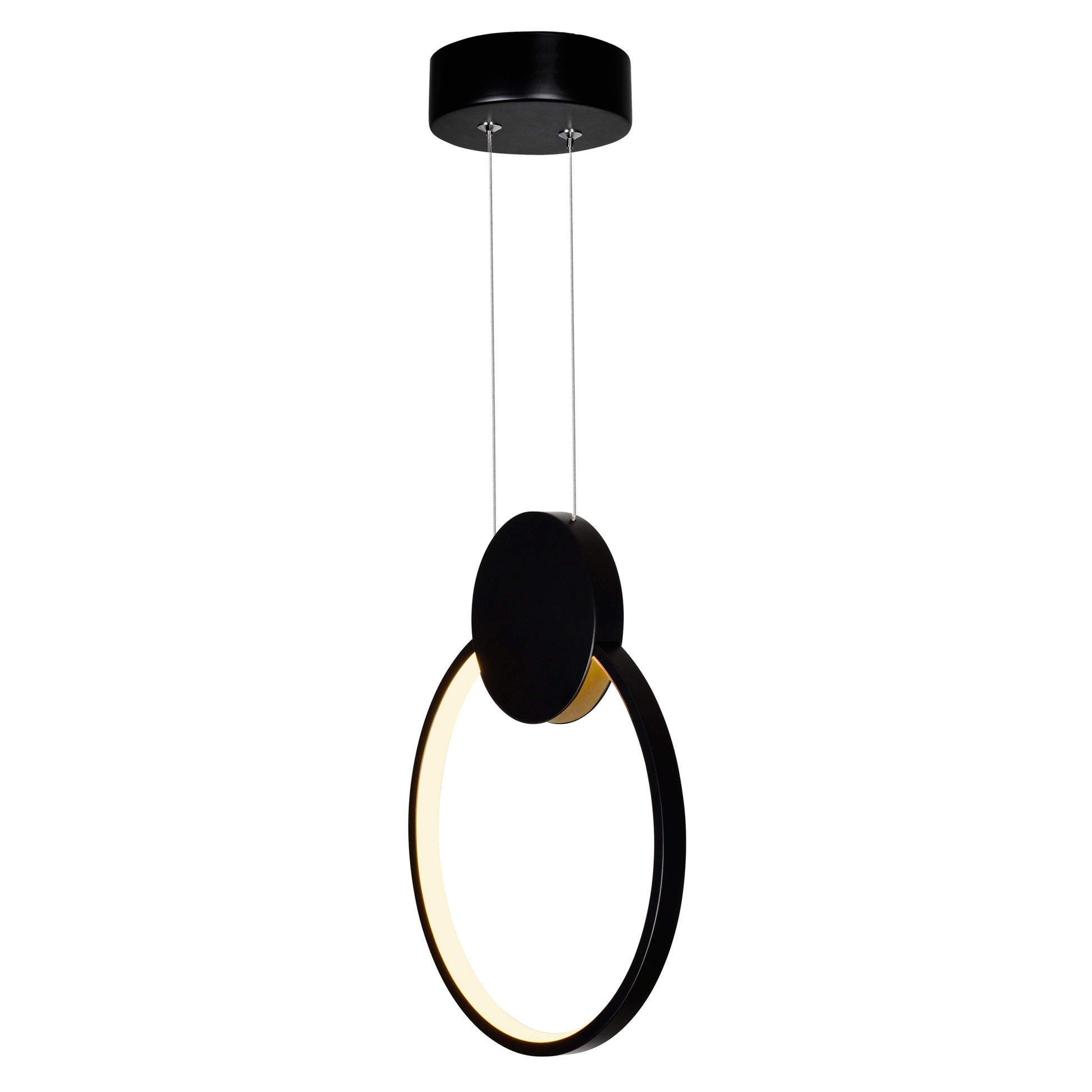Pulley 8in Black Mini Pendant Integrated LED