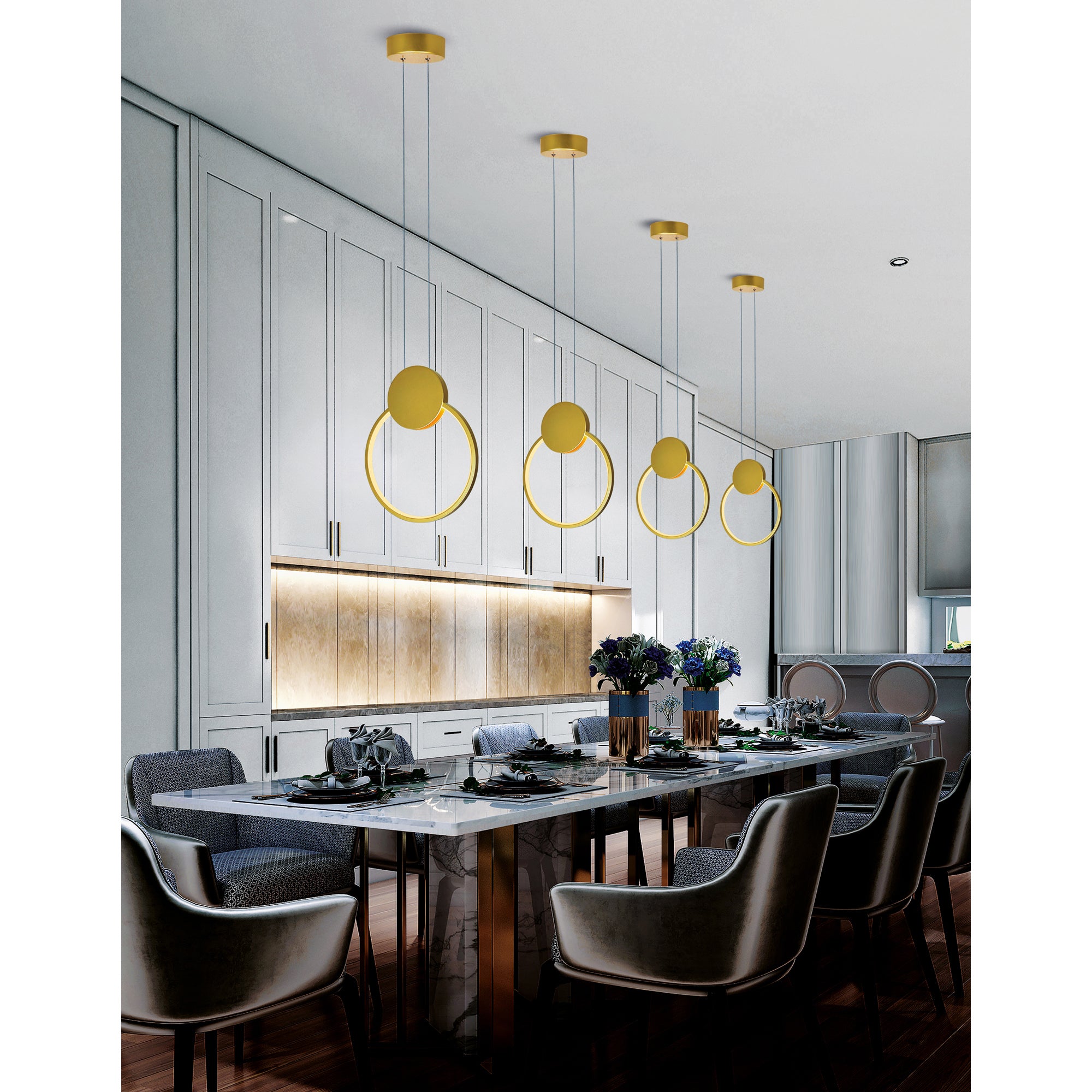 Pulley 8in Gold Mini Pendant Integrated LED