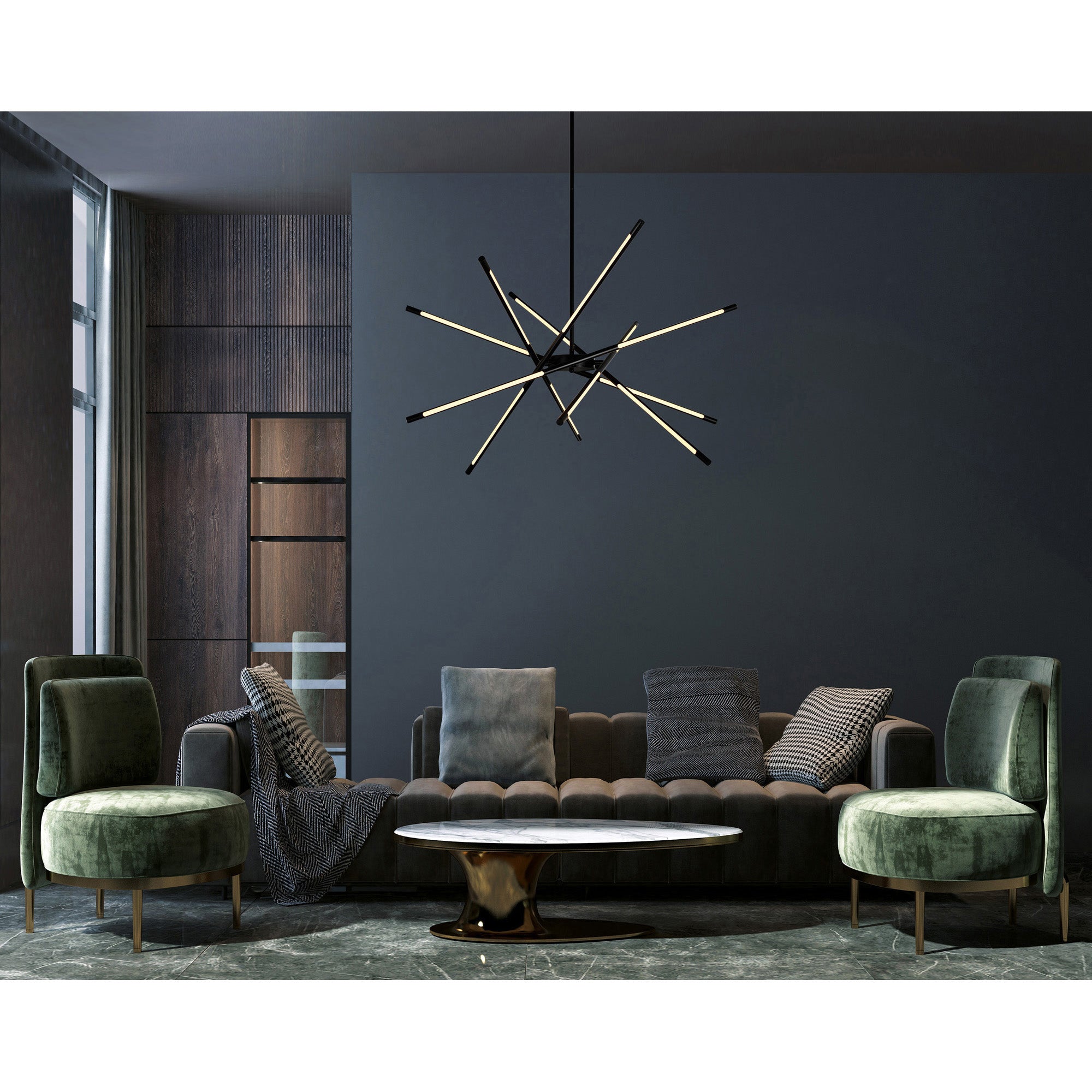 Oskil Chandeliers 43in Black Integrated LED