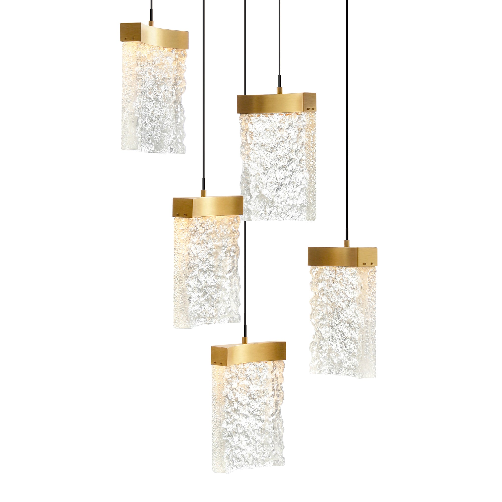 Lava Pendants Integrated LED Brass Glass
