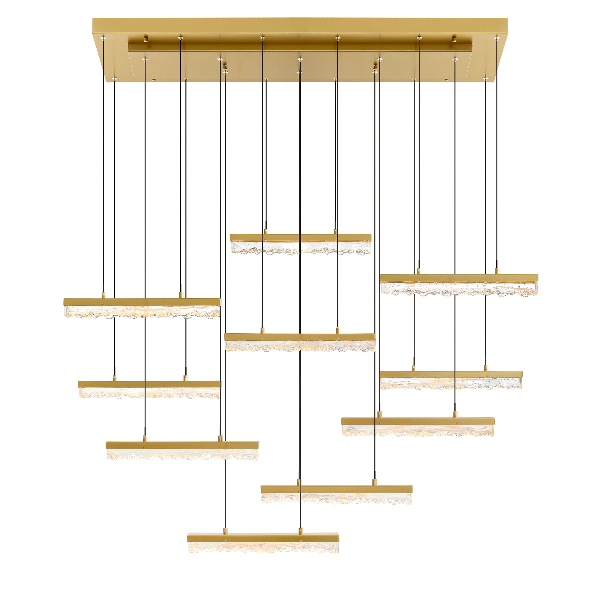 Stagger Chandeliers Brass Integrated LED 48in