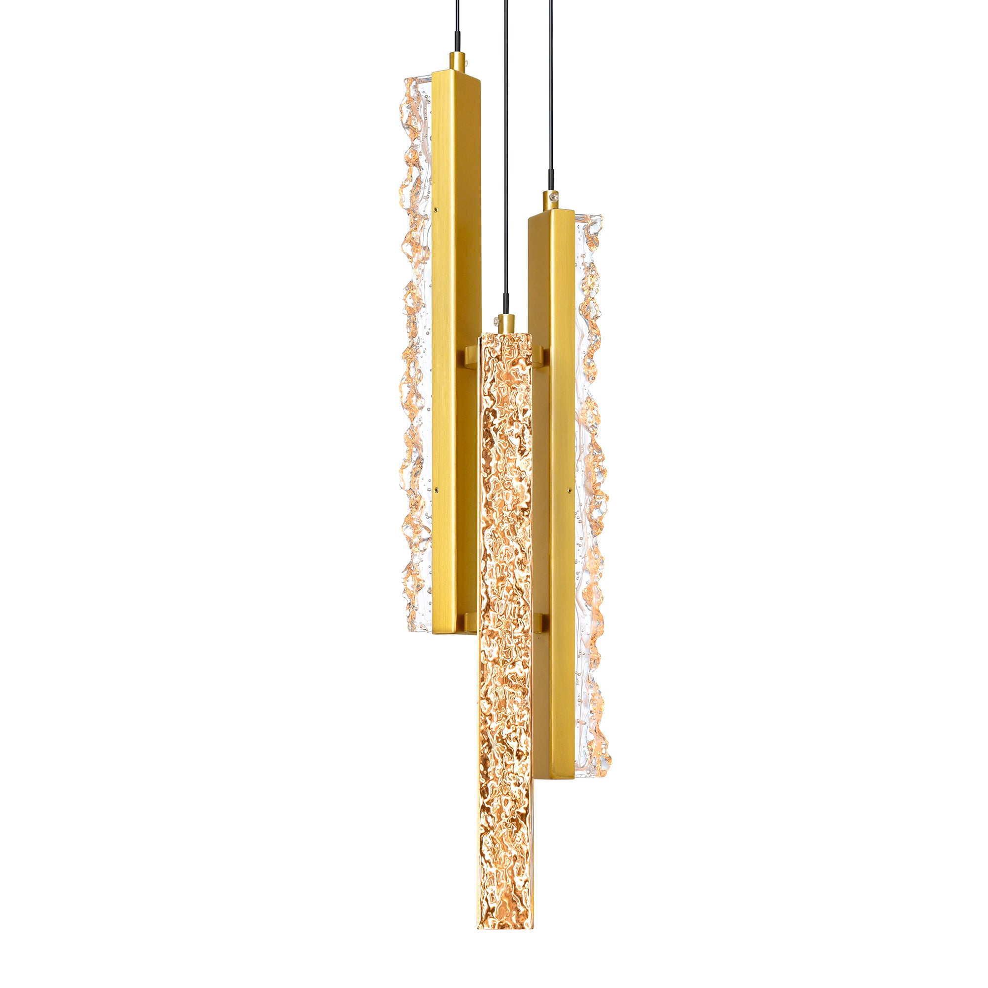 Stagger Pendants Brass LED 6in Handcrafted