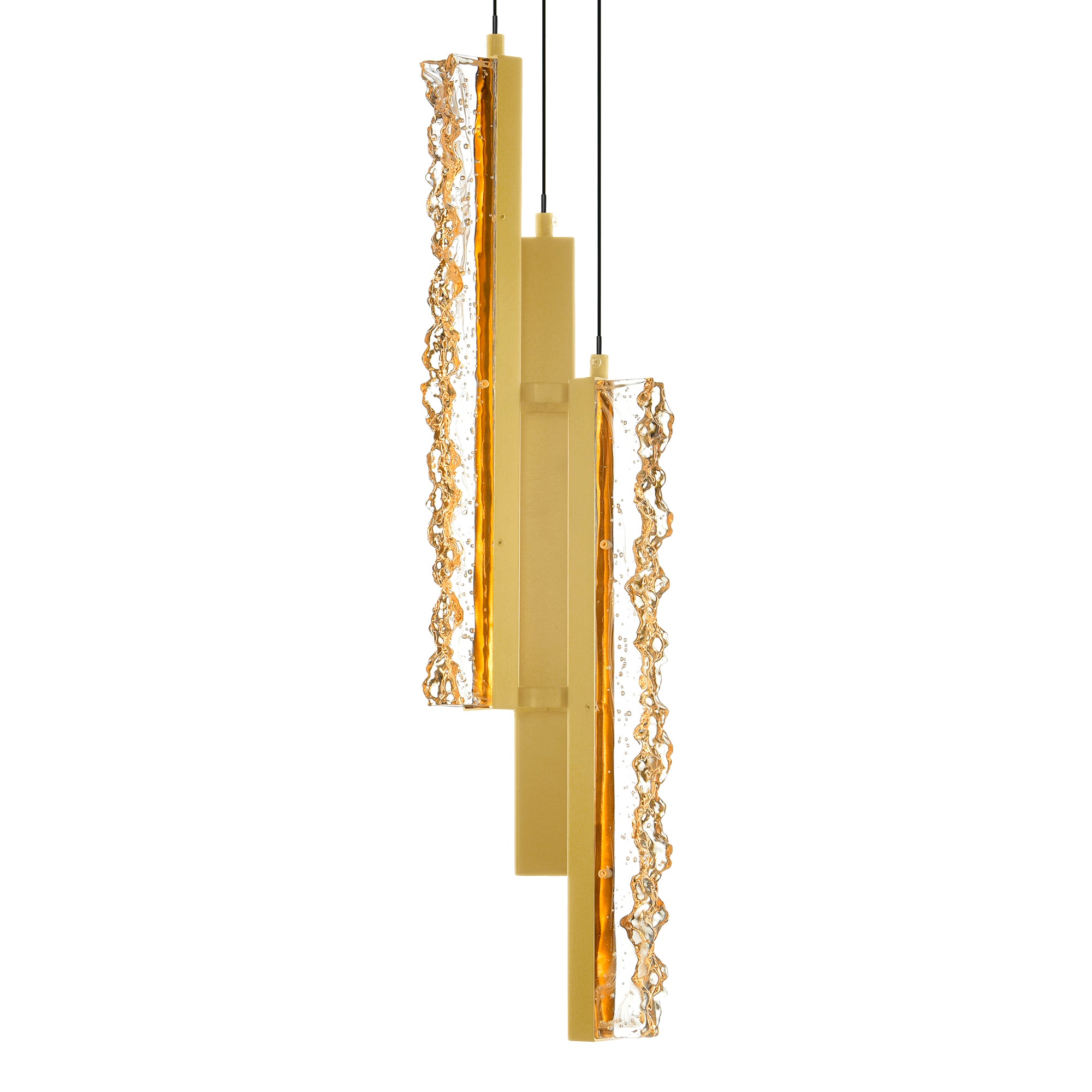 Stagger Pendants Brass LED 6in Handcrafted