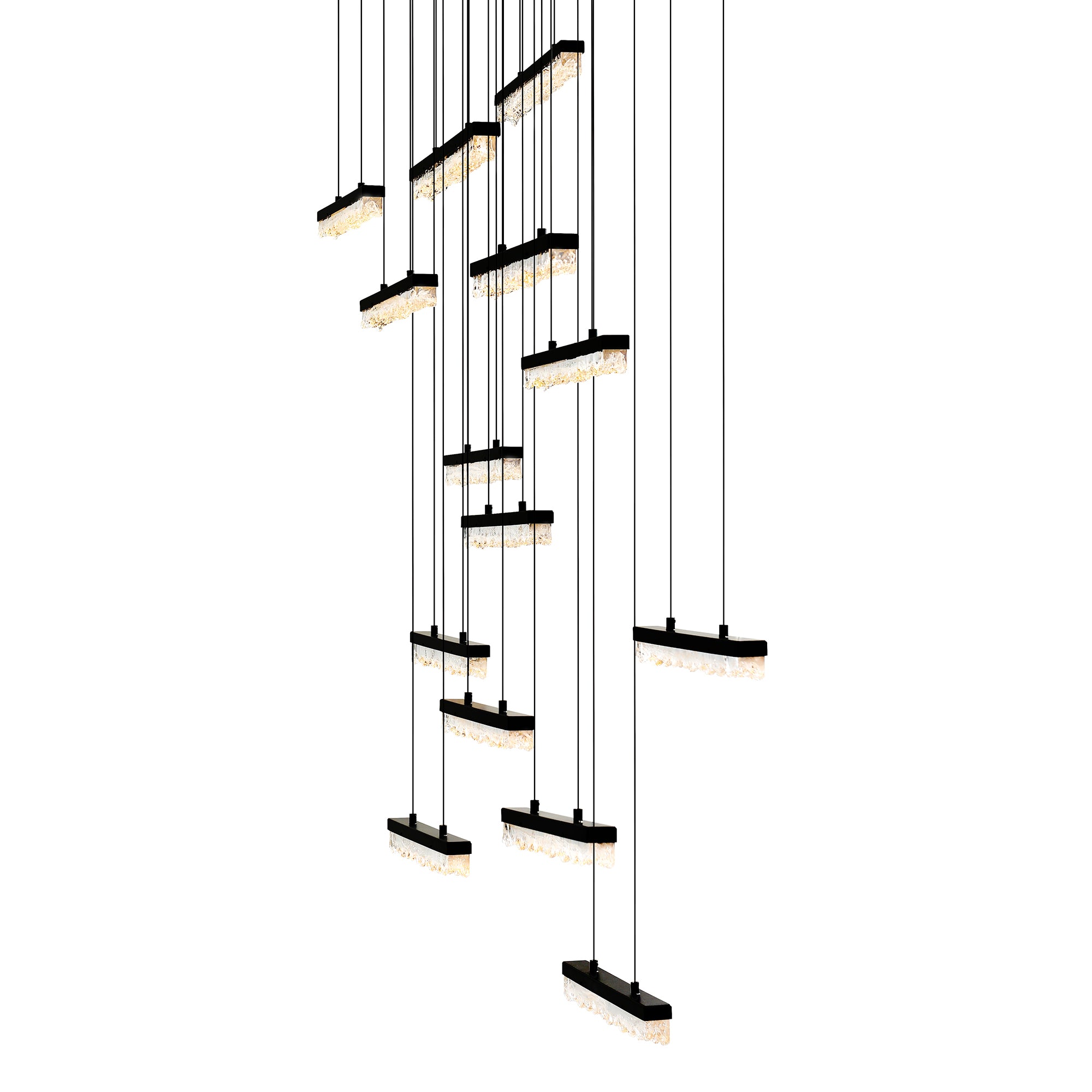 Stagger Chandeliers Black LED 60in Glass