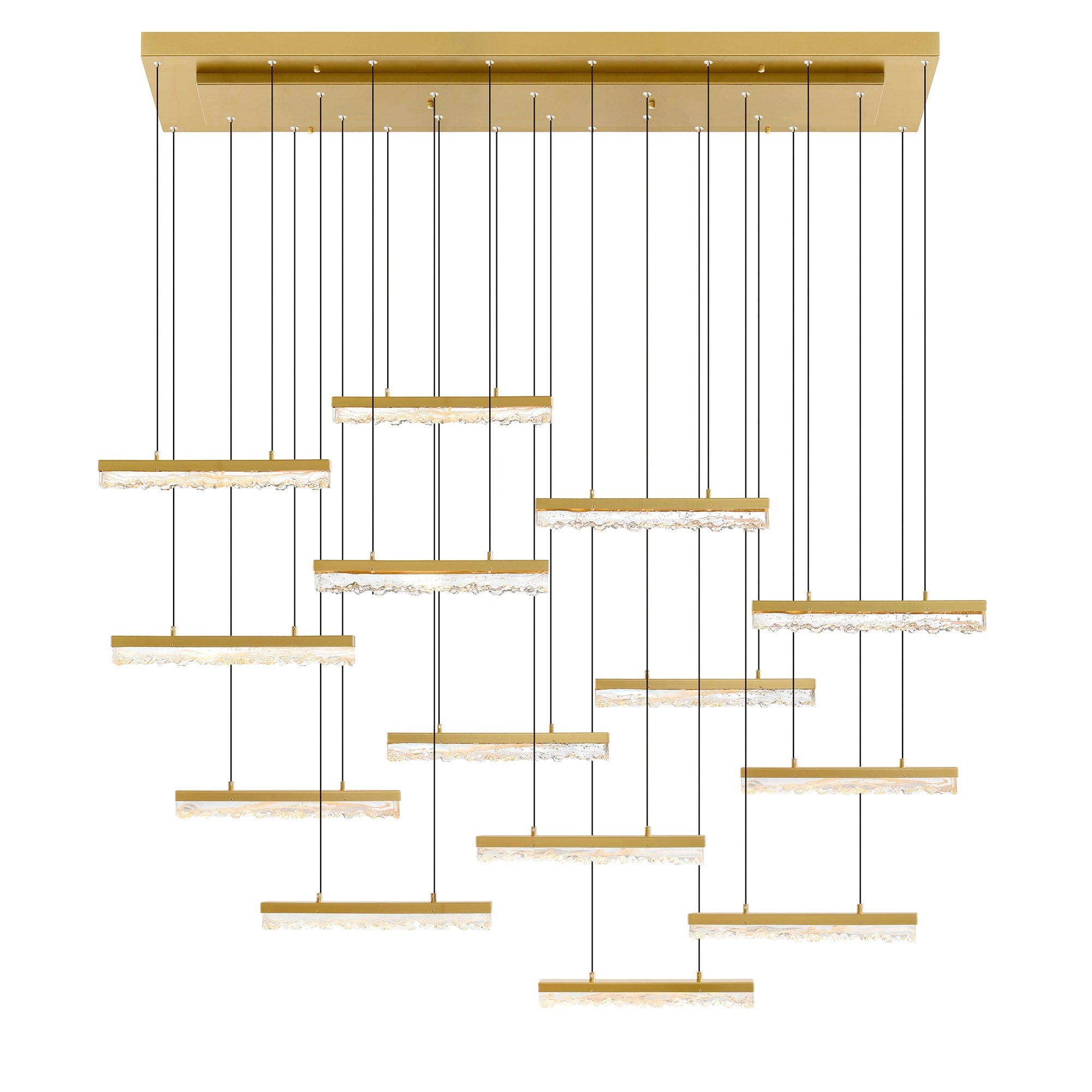 Stagger Chandeliers Brass Integrated LED 60in
