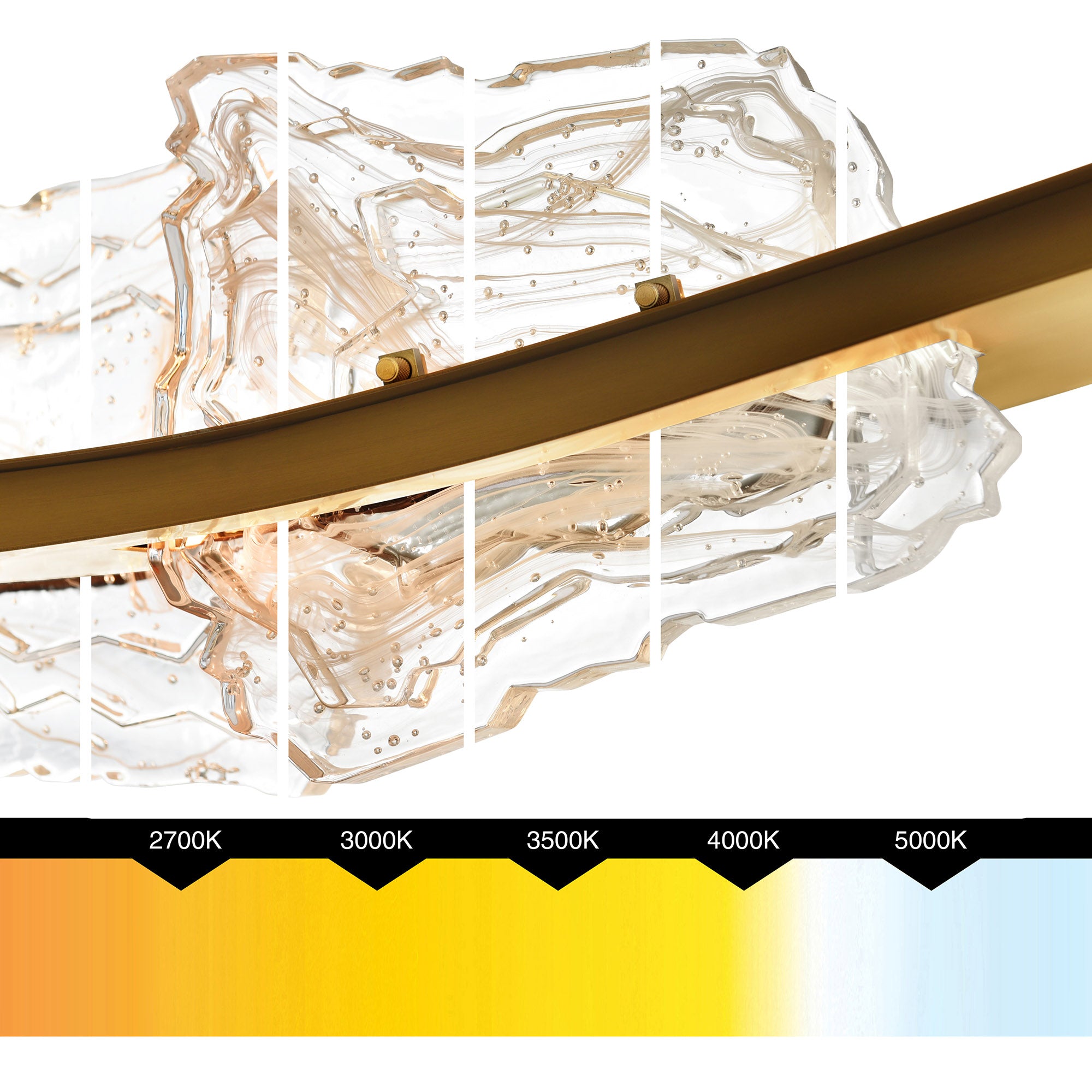 Arcus Chandeliers 7 Light Brass Handmade Glass