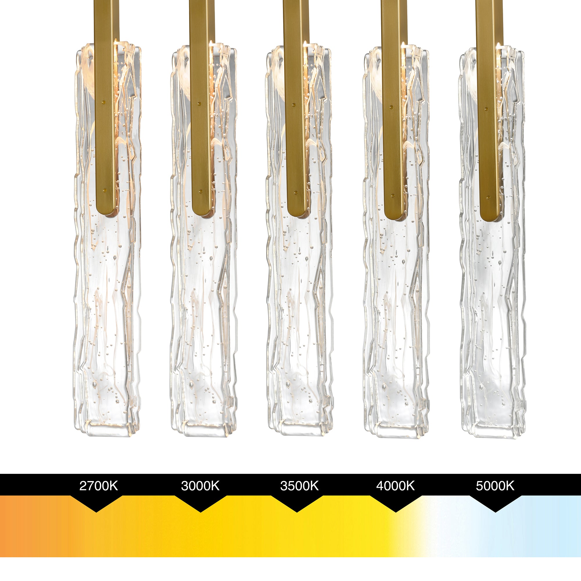 Curva Chandeliers Brass 22in LED Five Lights