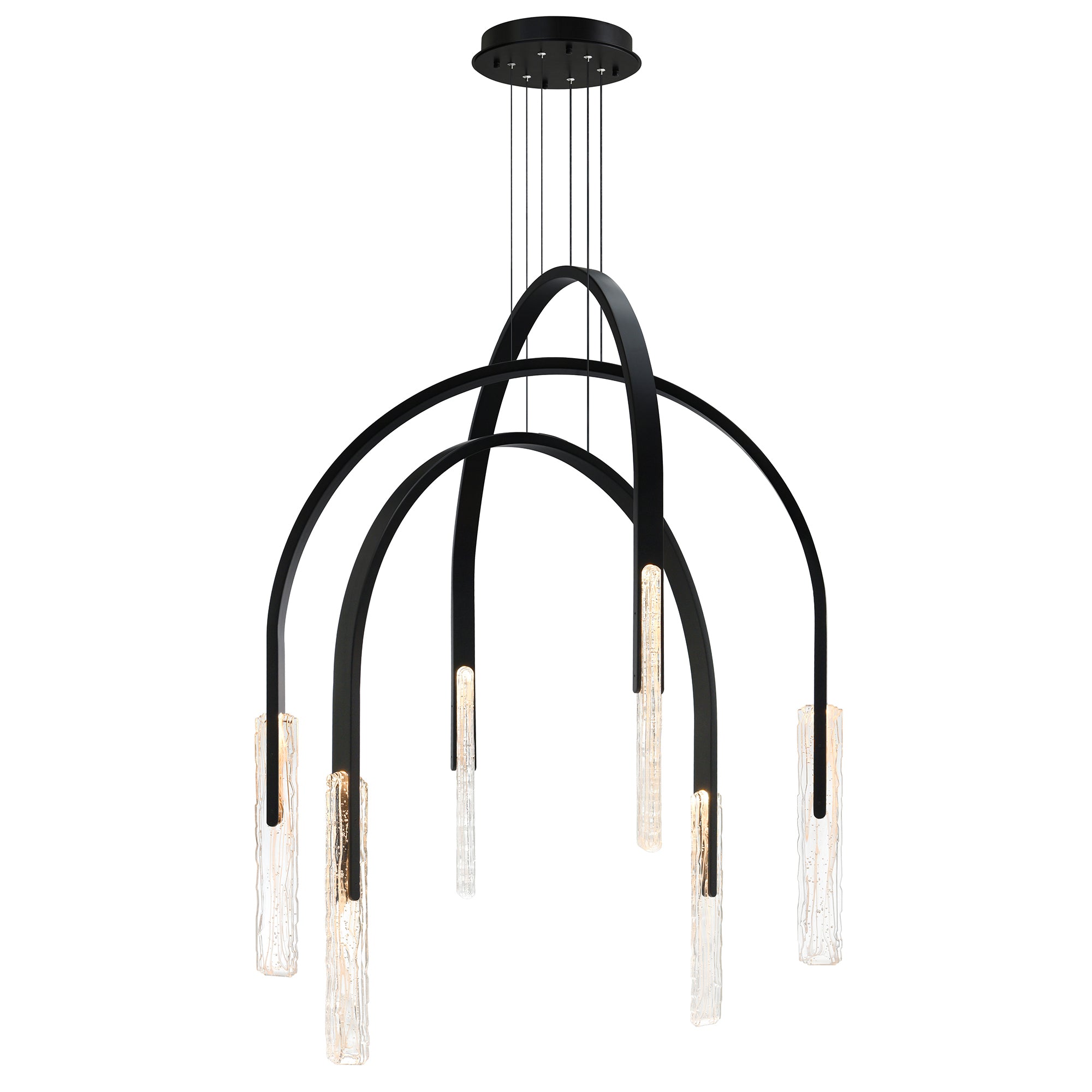 Curva Chandeliers 38in Black Glass LED