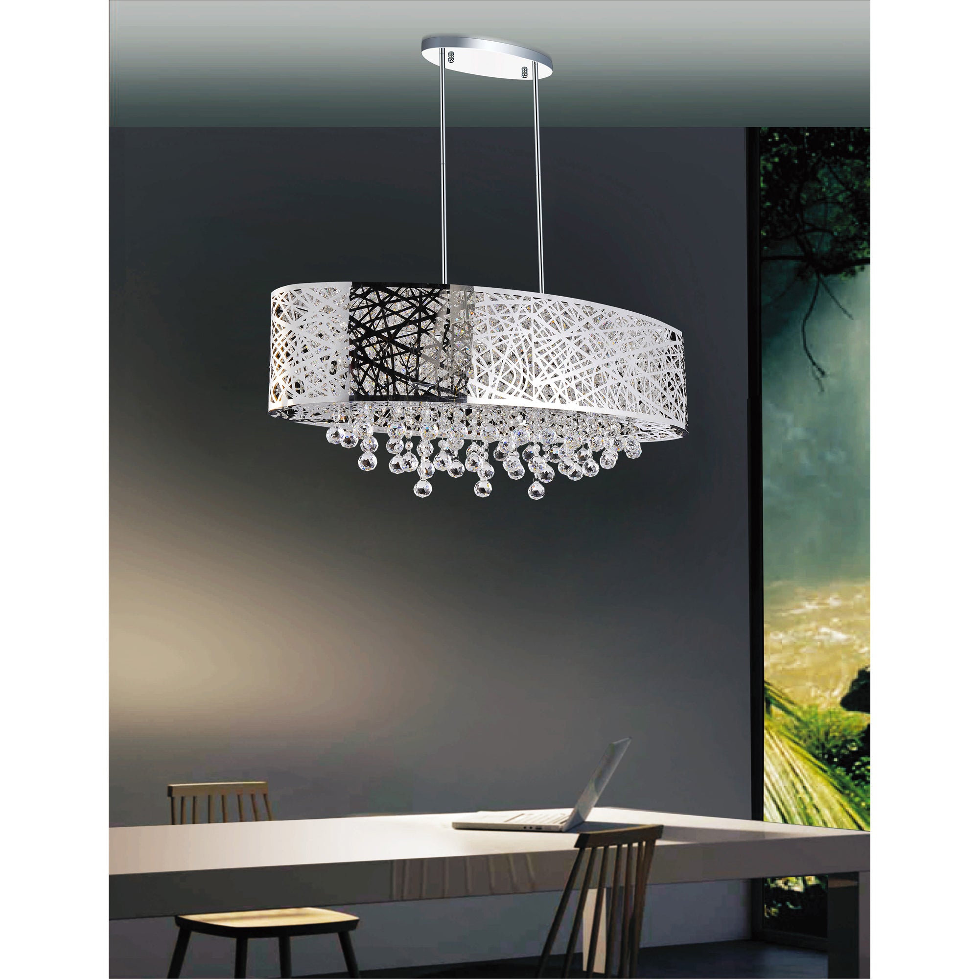 Eternity 8 Light 32in Chrome Chandelier