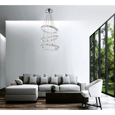 Ring Integrated LED 3 Ring 16in Chrome Chandelier