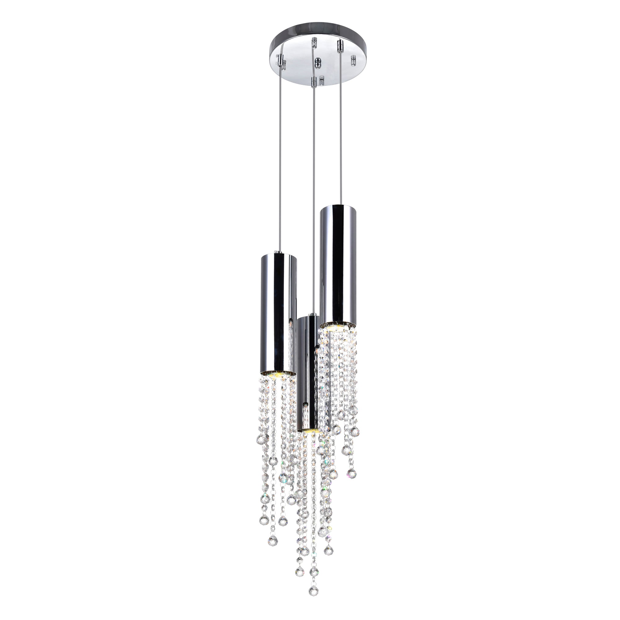 Extended 3 Light 10 Inch Chrome Mini Pendant