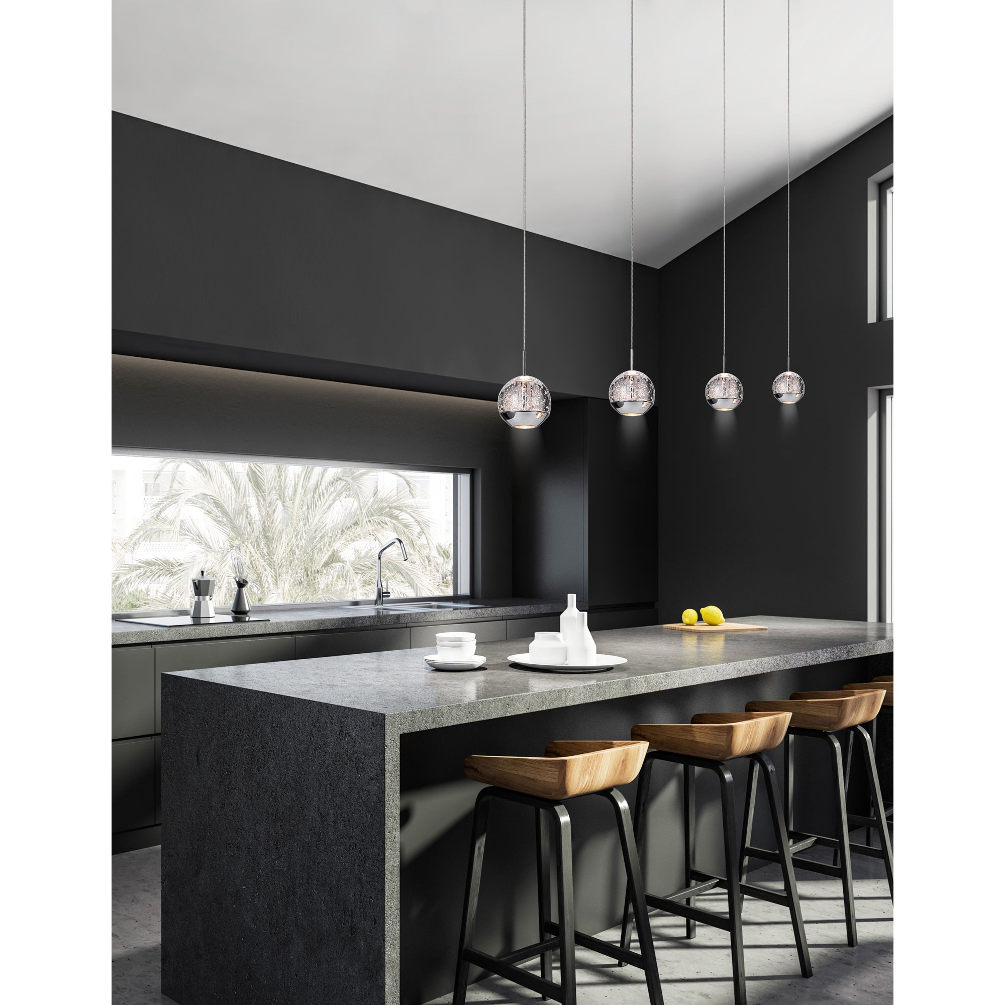 Perrier 1 Light 5 Inch Chrome Pendant with Frosted Globe