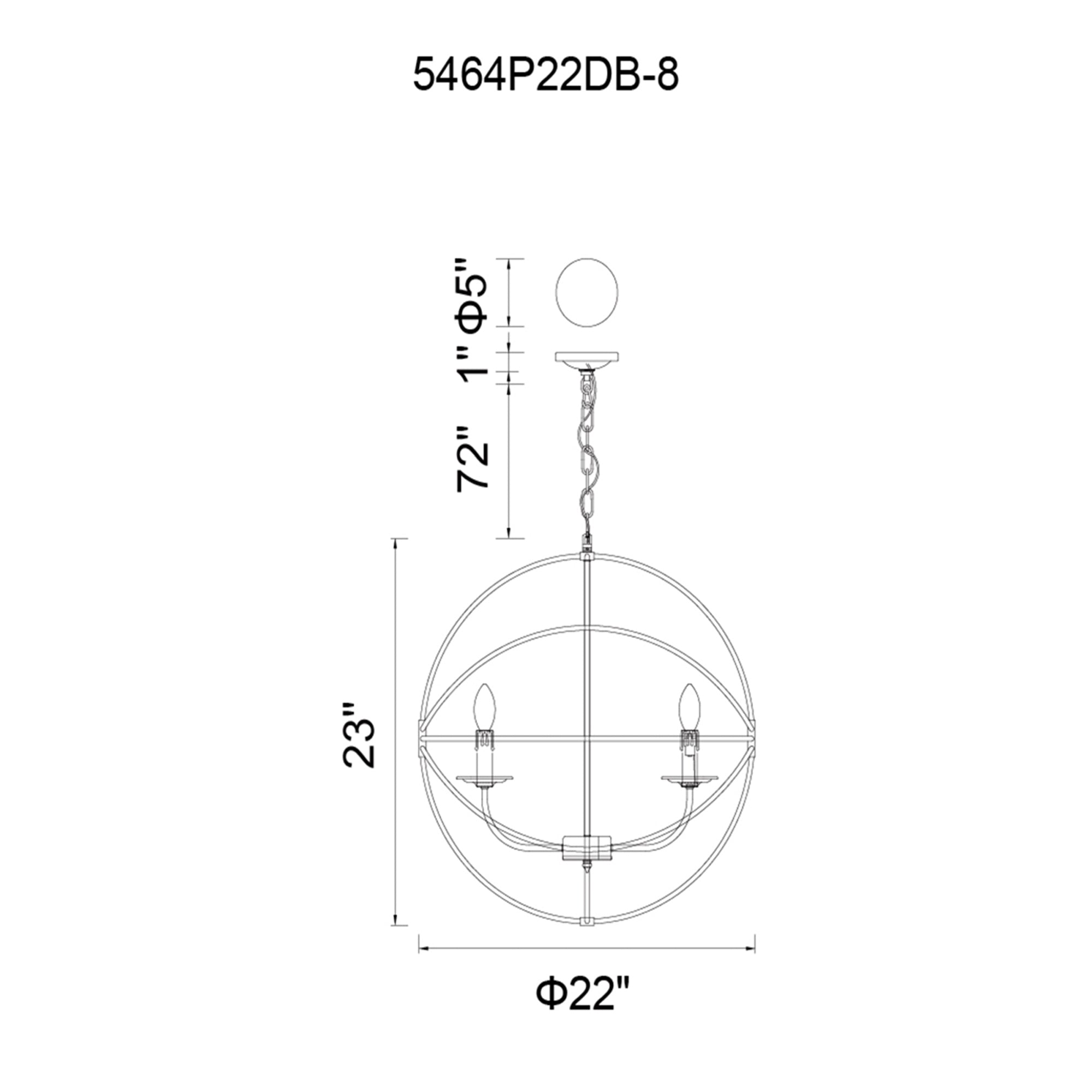 Campechia 6 Light Brown Chandelier with Orb Design