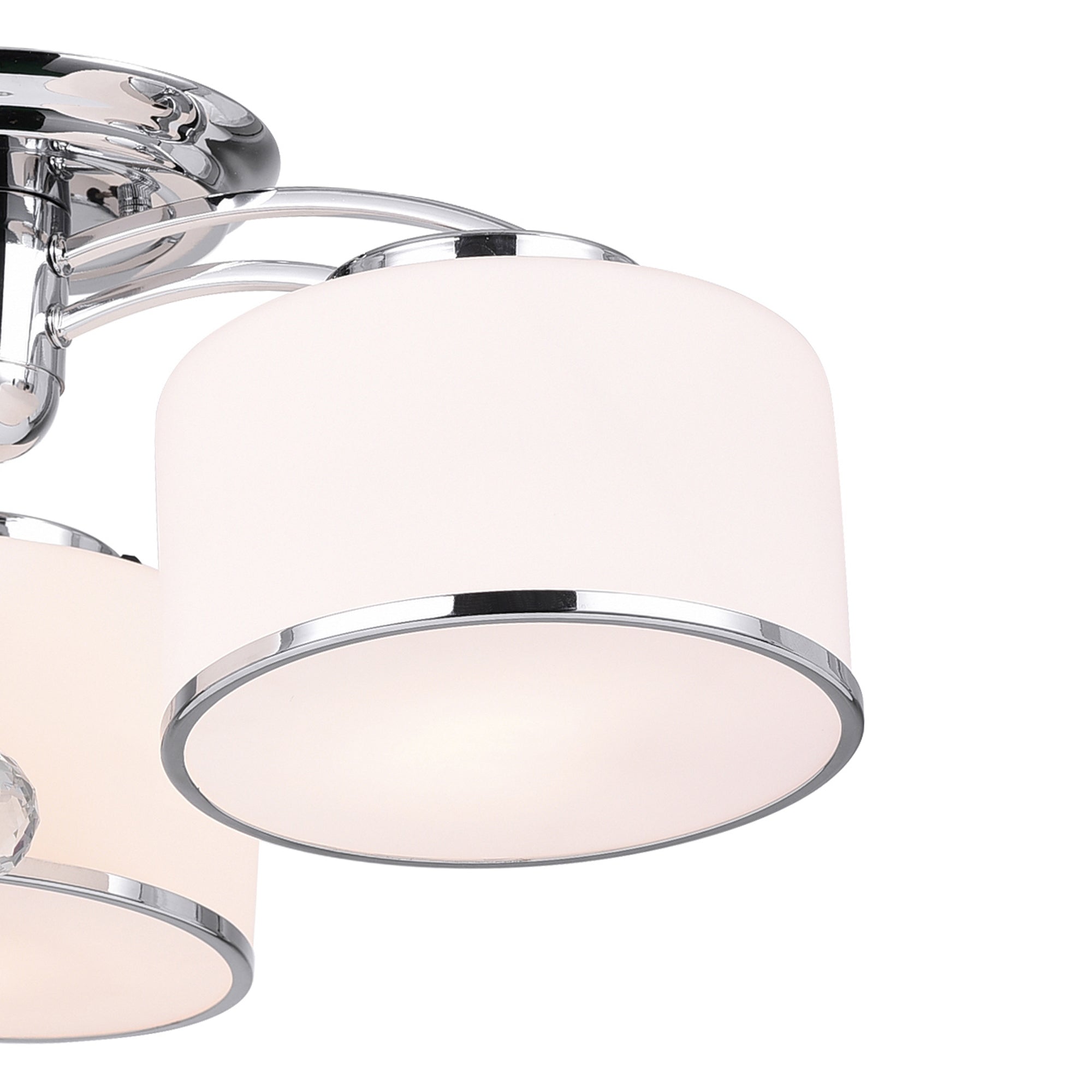 Frosted 3 Light 24 Inch Chrome Flush Mount with Glass Shades