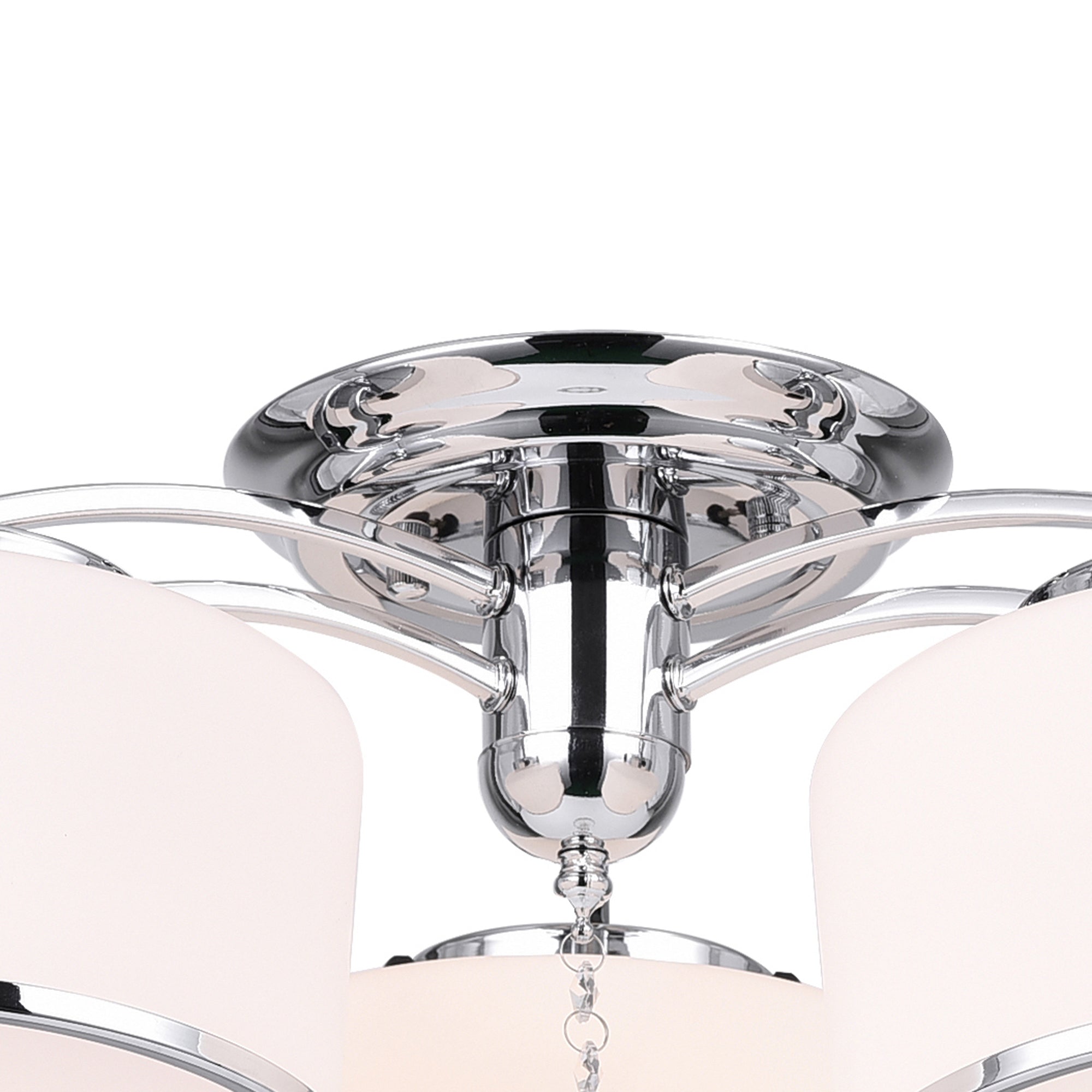 Frosted 3 Light 24 Inch Chrome Flush Mount with Glass Shades