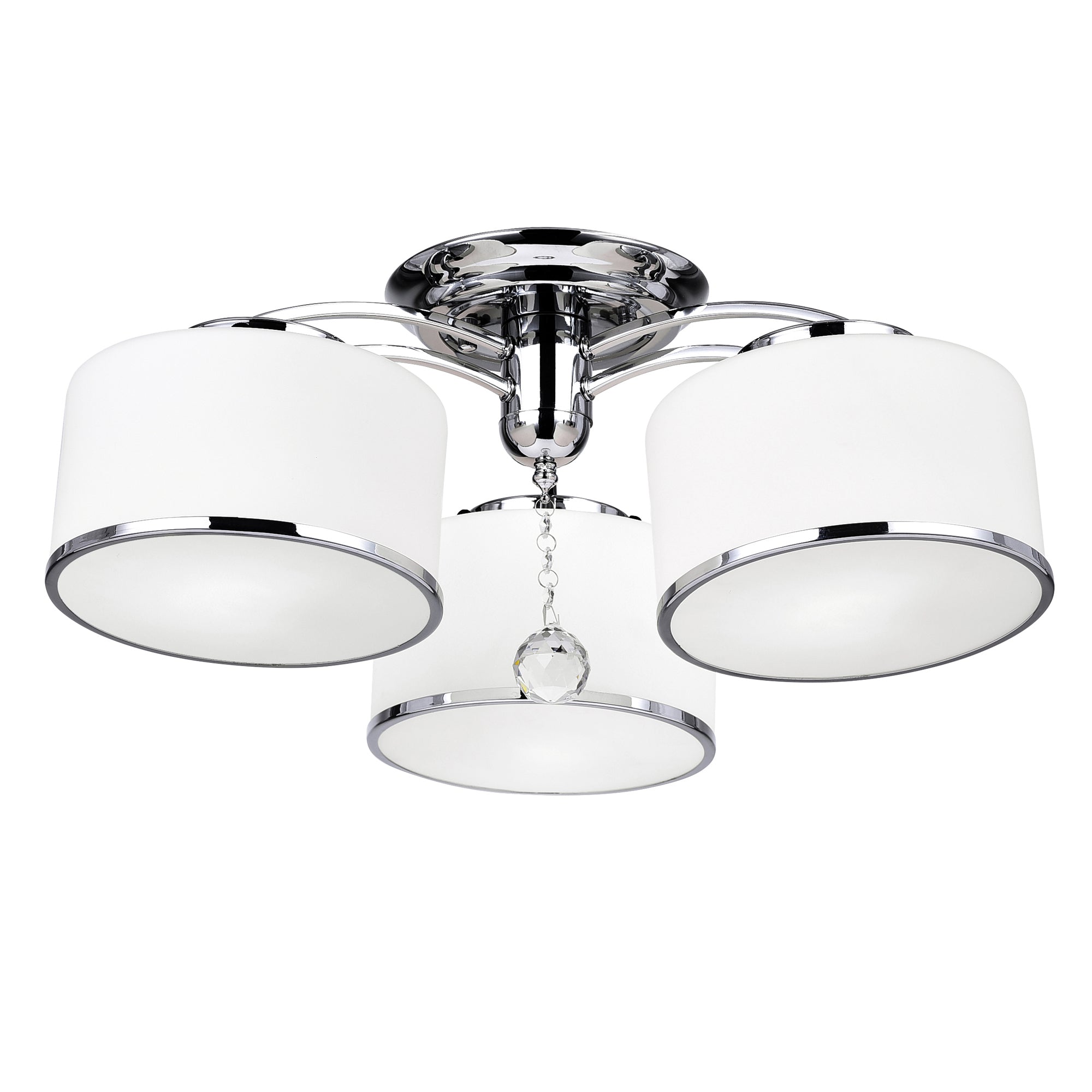 Frosted 3 Light 24 Inch Chrome Flush Mount with Glass Shades