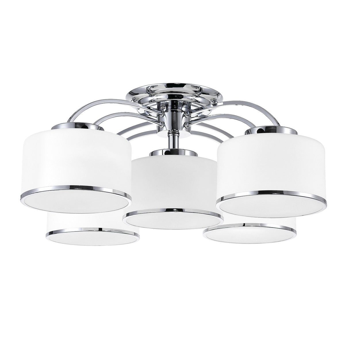 Frosted 5 Light 30 Inch Chrome Flush Mount