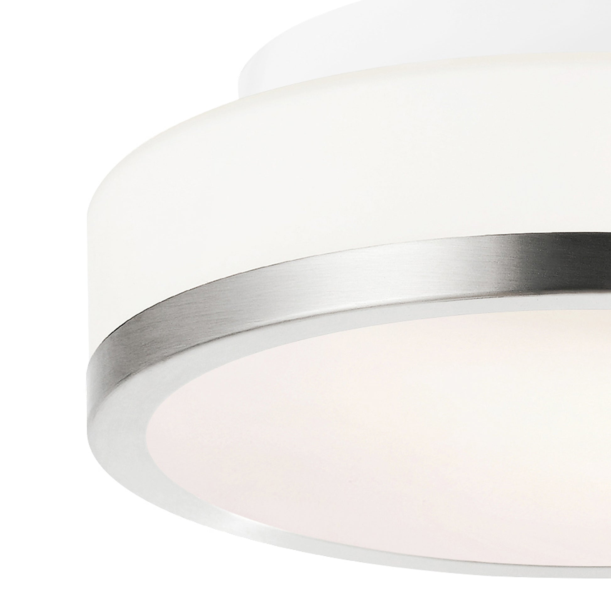 Frosted 1 Light 8 Inch Nickel Flush Mount Drum Shade