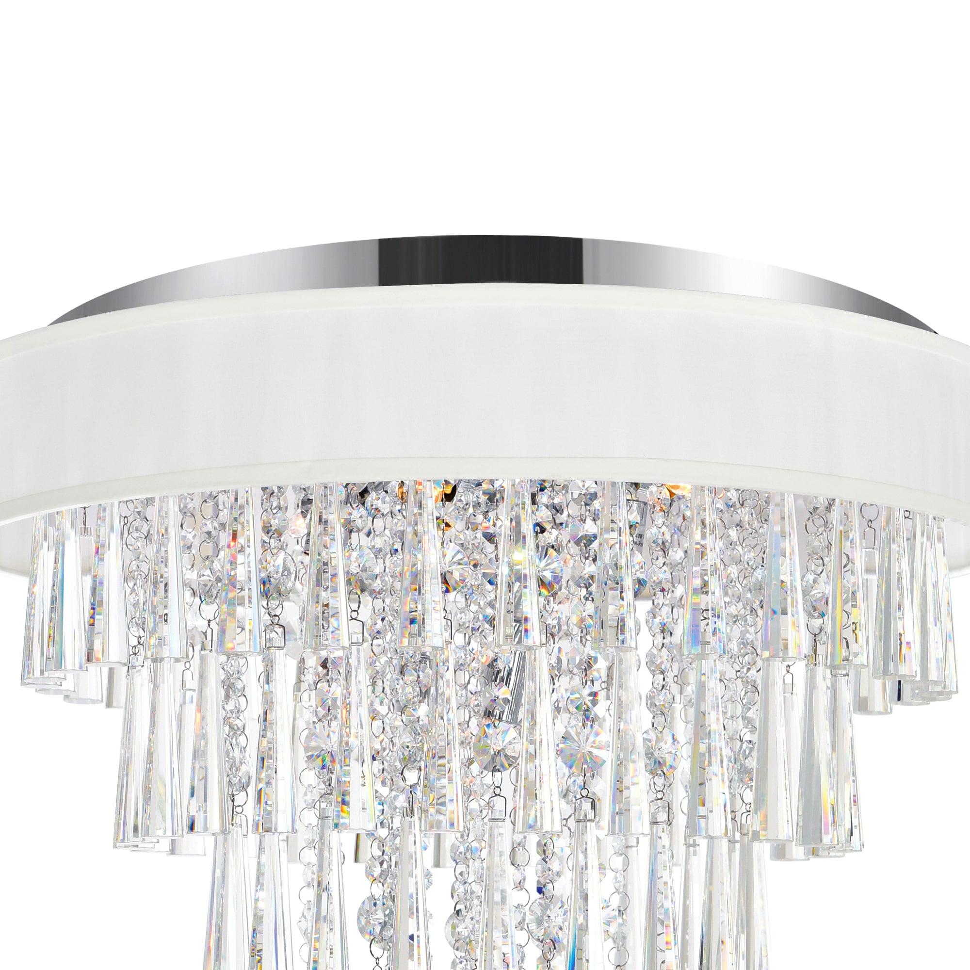 Franca 8 Light Chrome Flush Mount 22in With Off White Shade