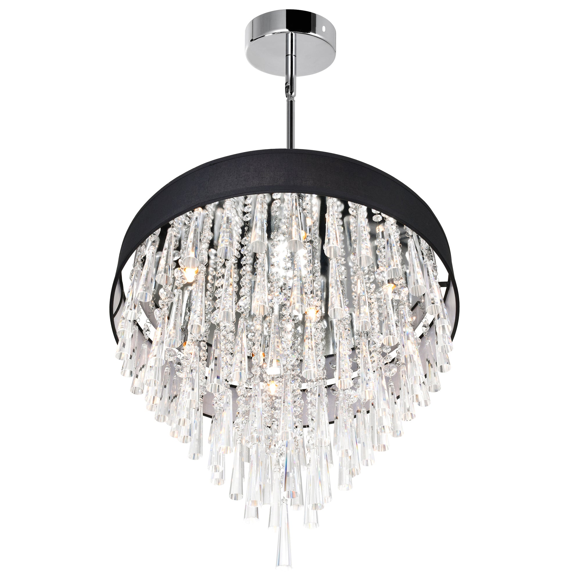 Franca 8 Light Chrome Chandelier 22in With Black Shade