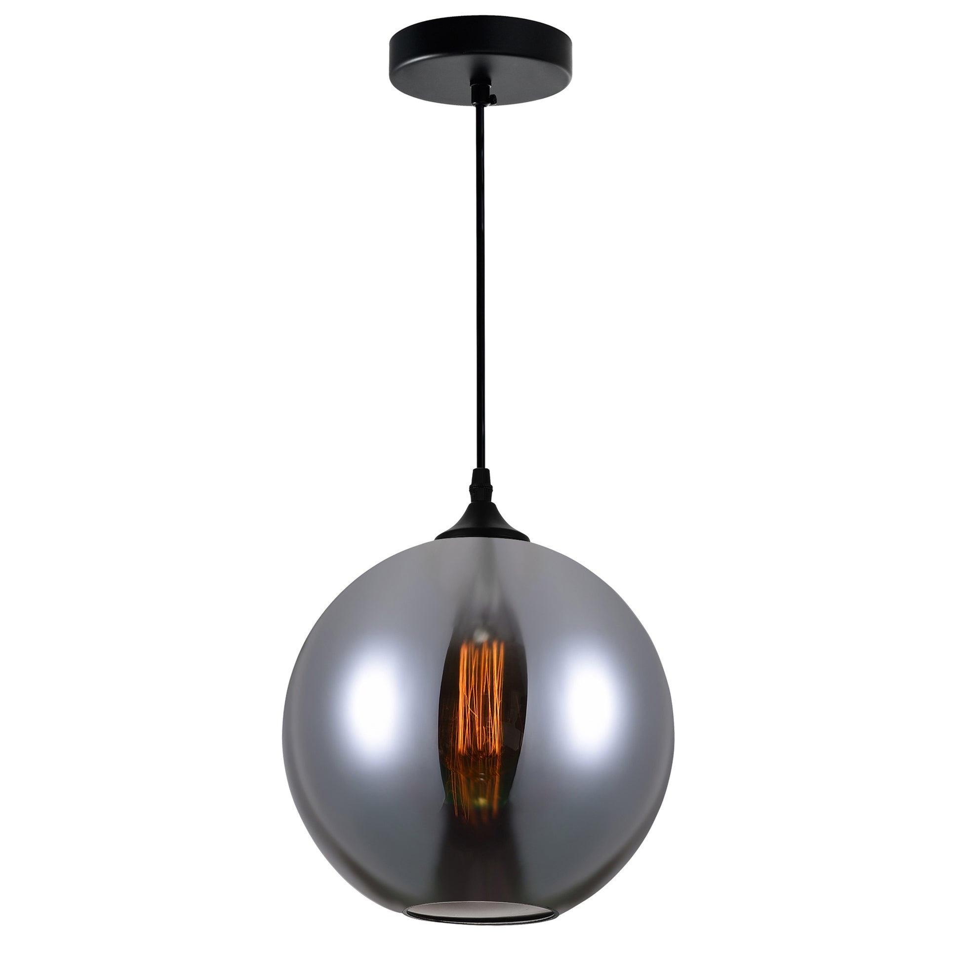 Glass 1 Light 10in Smoke Pendant Light