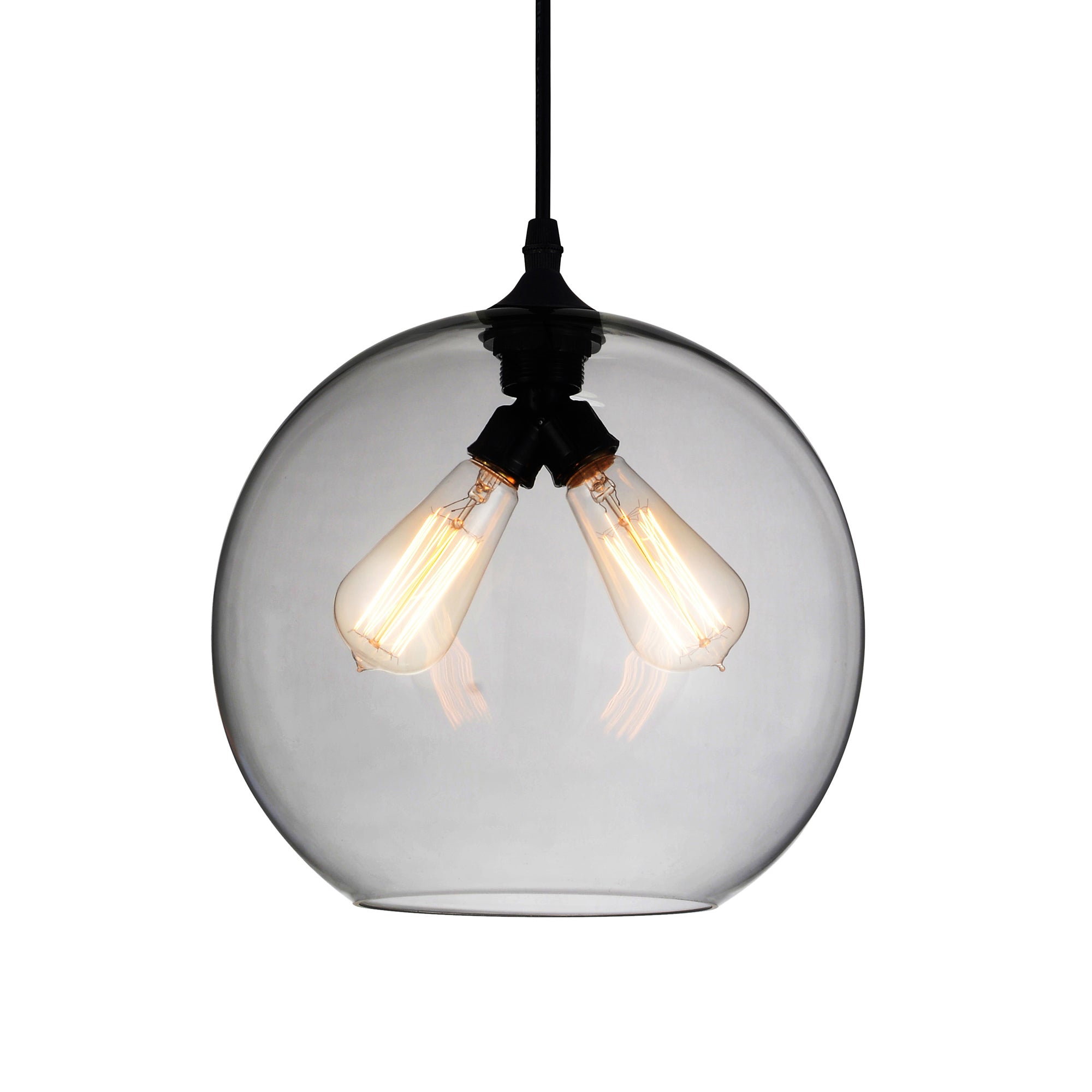 Glass 2 Light 12in Smoke Pendant Light