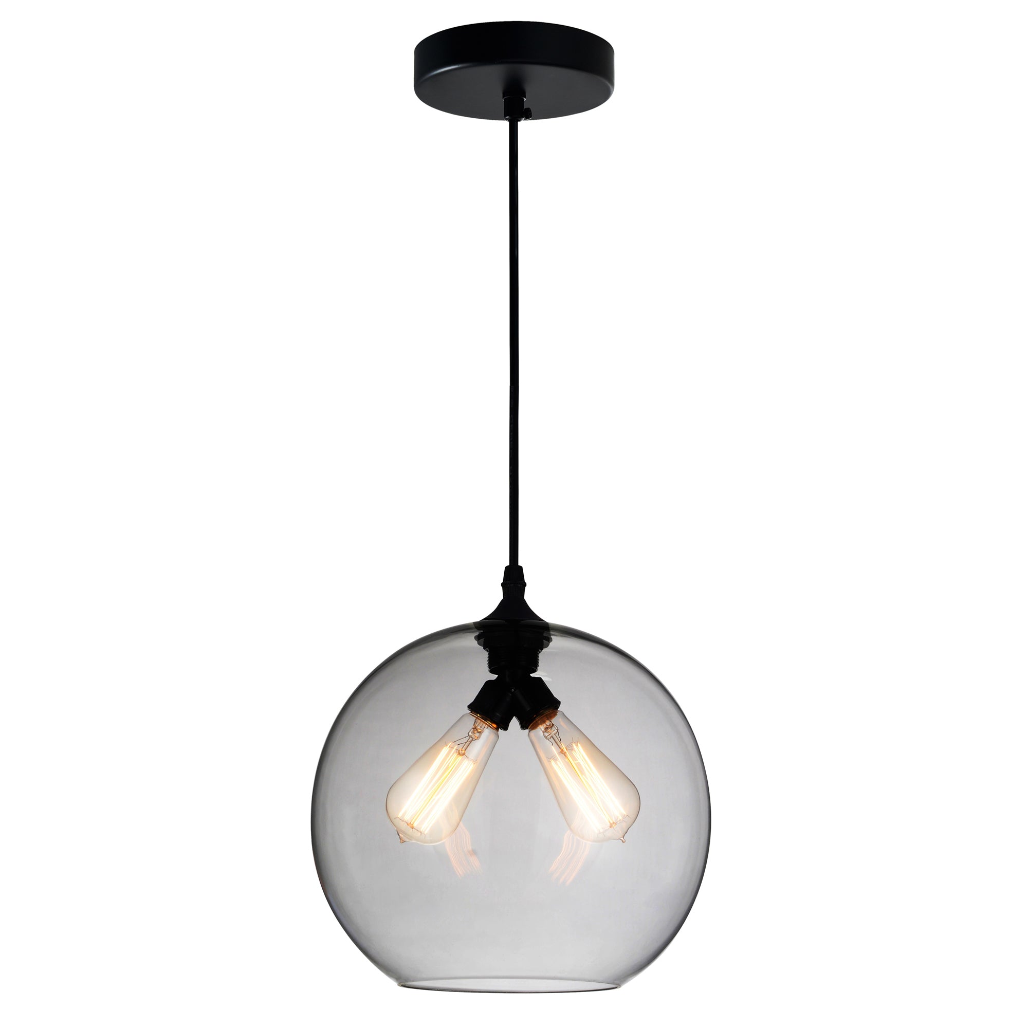 Glass 2 Light 12in Smoke Pendant Light