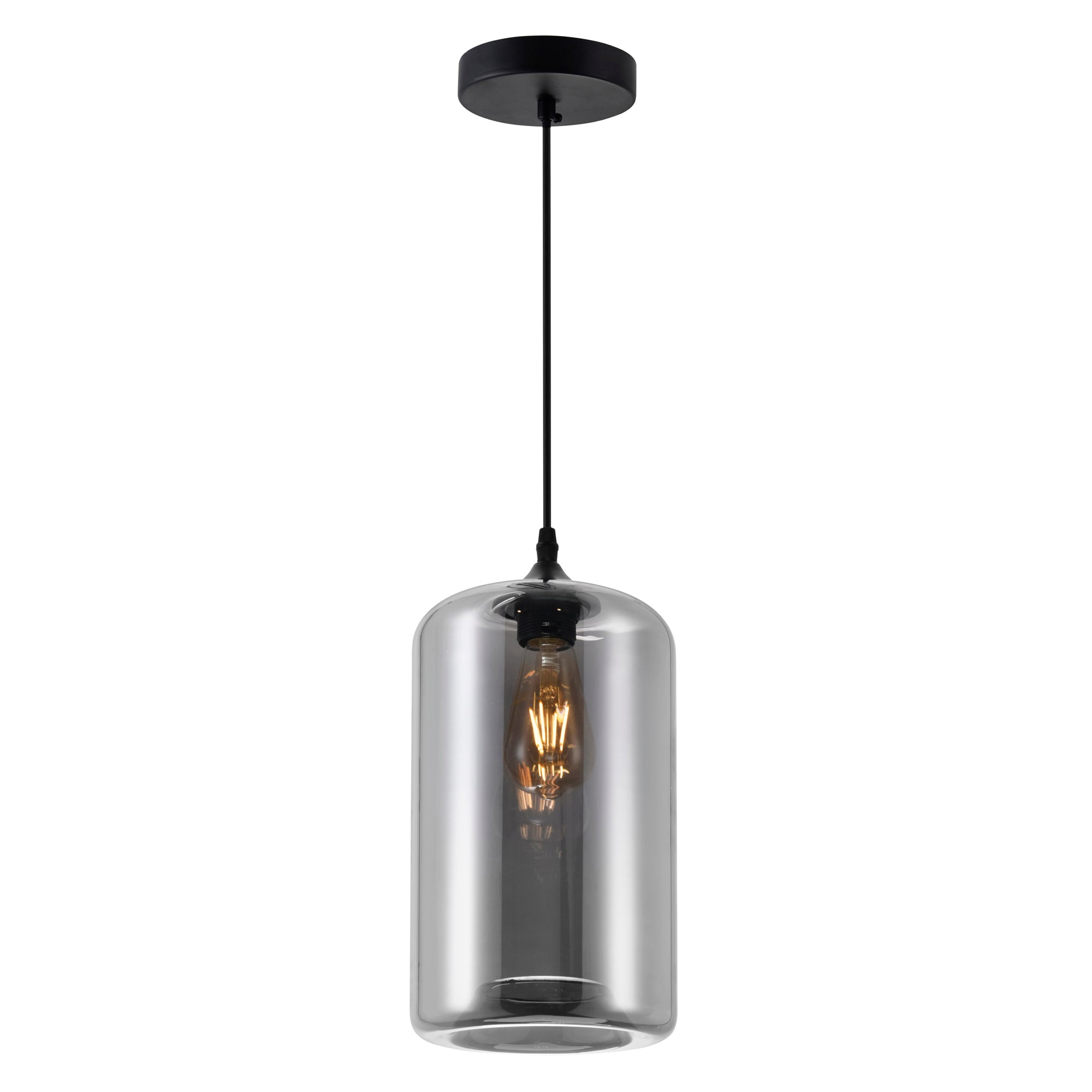 Glass 1 Light 7in Smoke Mini Pendant